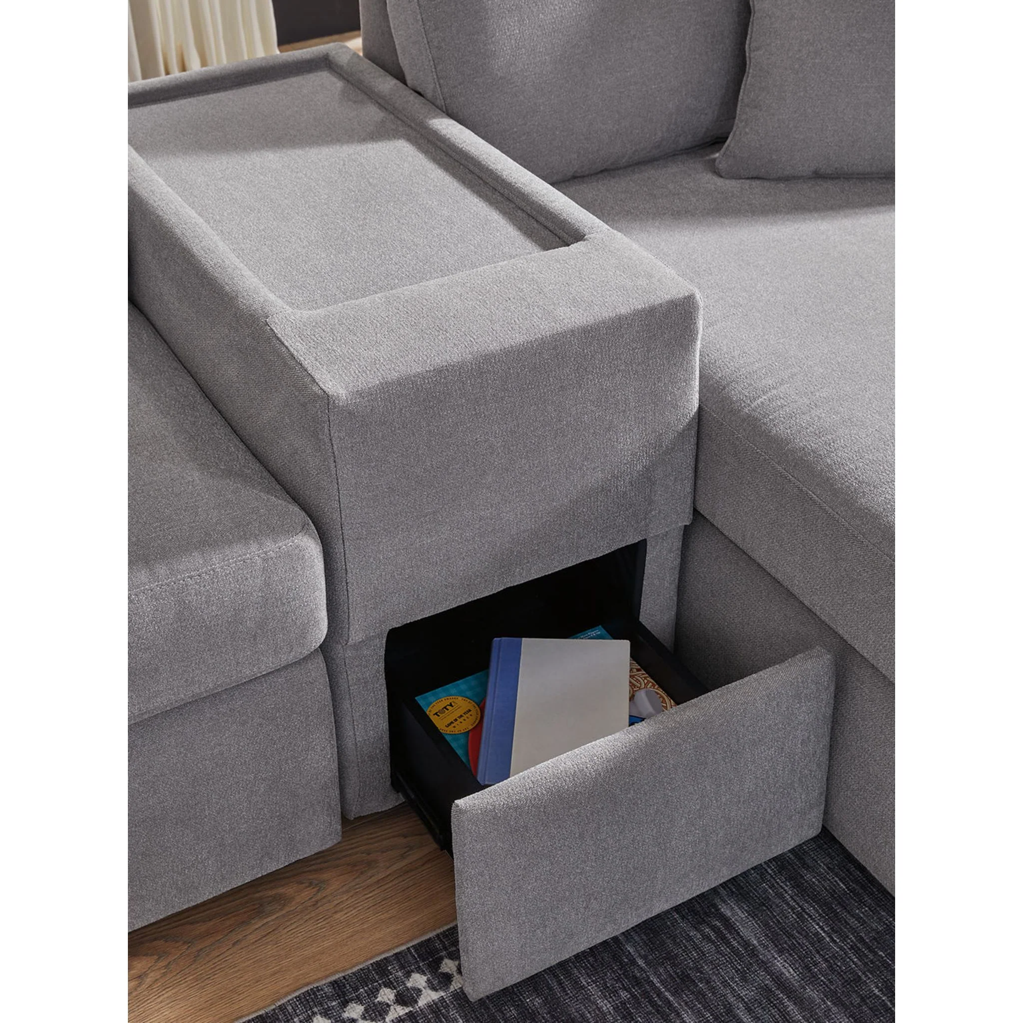 Modmax 4 Piece Modular Sectional with Chaise and Storage Console - Image 36