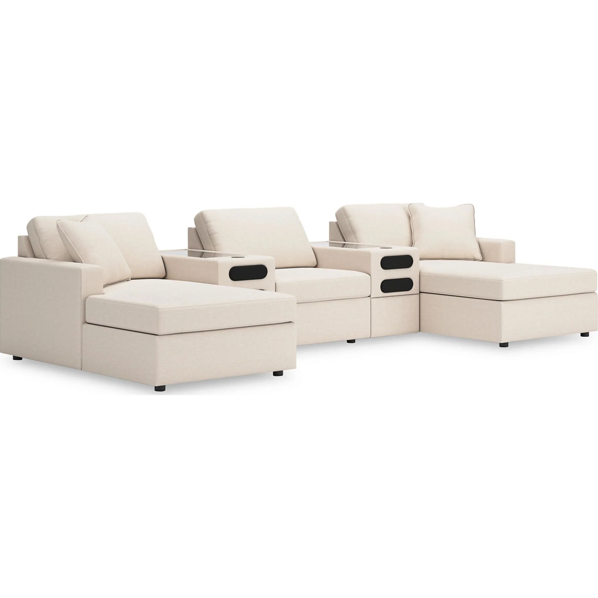 Modmax 5 Piece Modular Sectional Double Chaise with Audio Consoles - Image 21