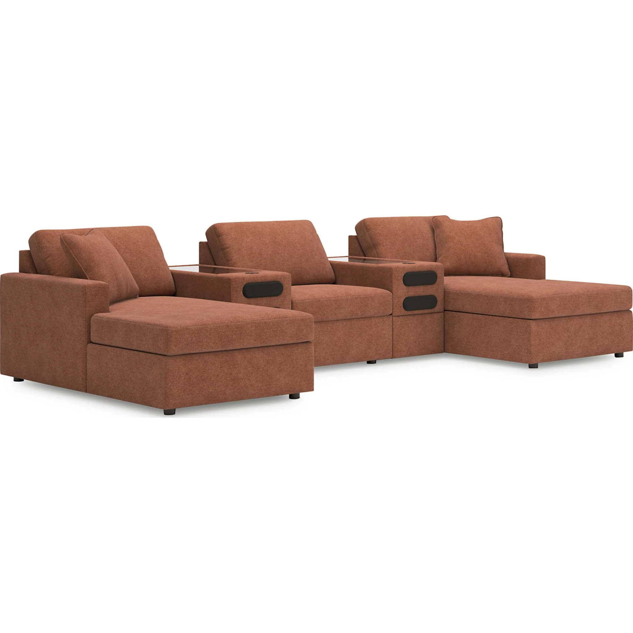 Modmax 5 Piece Modular Sectional Double Chaise with Audio Consoles - Image 25