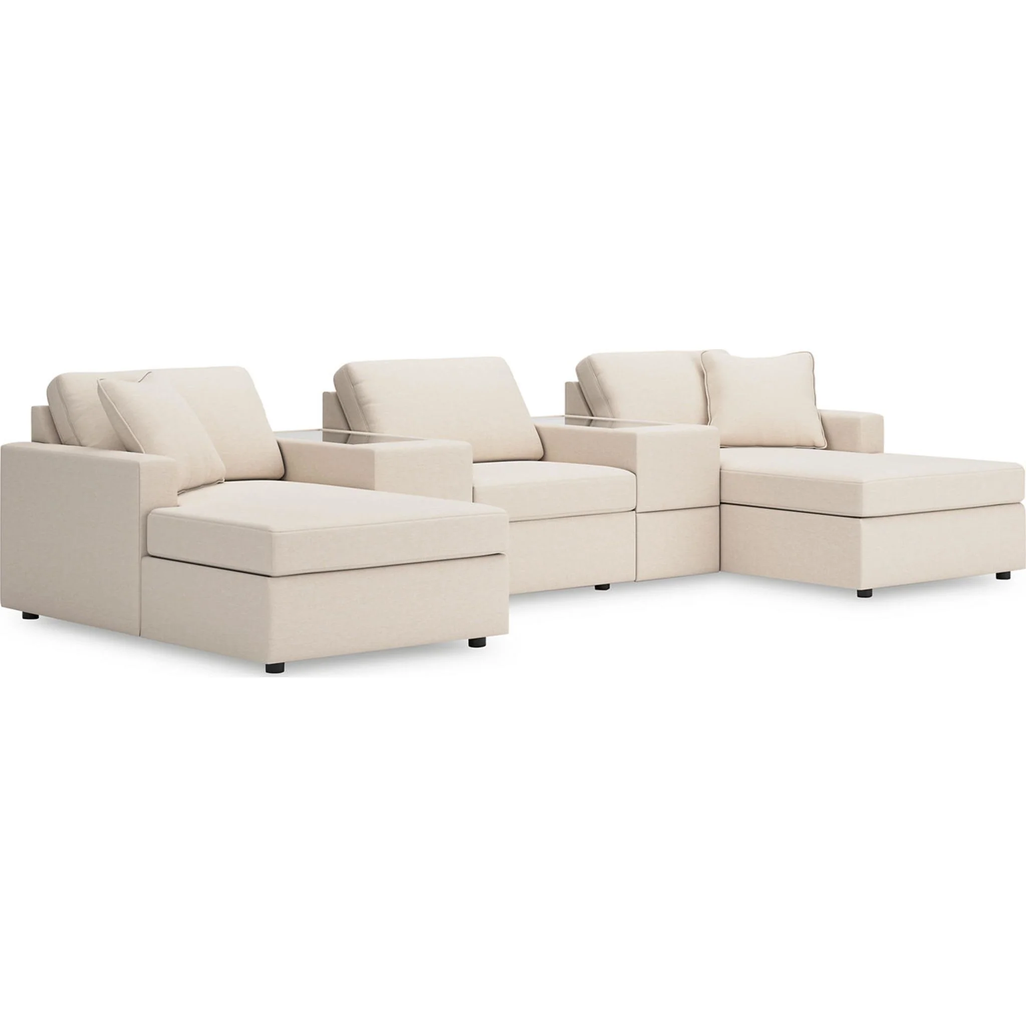 Modmax 5 Piece Modular Sectional Double Chaise with Storage Consoles - Image 2