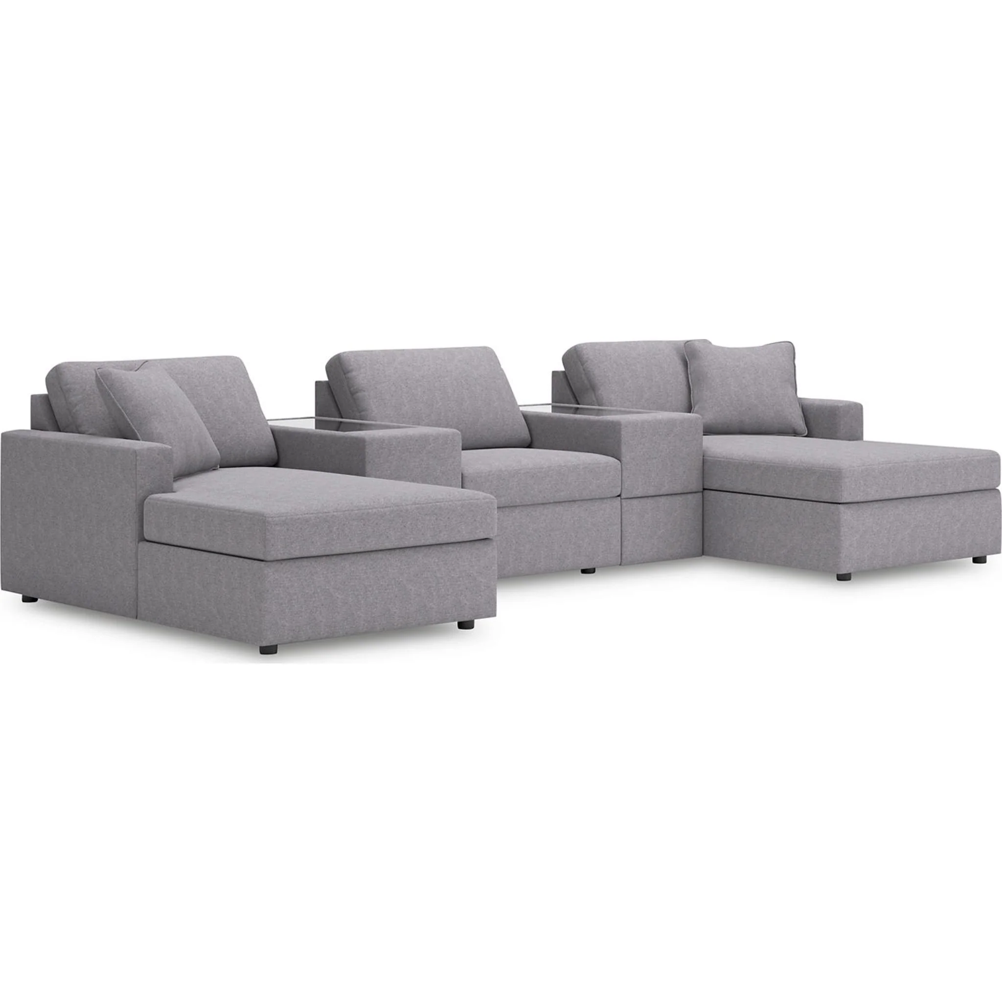 Modmax 5 Piece Modular Sectional Double Chaise with Storage Consoles - Image 32