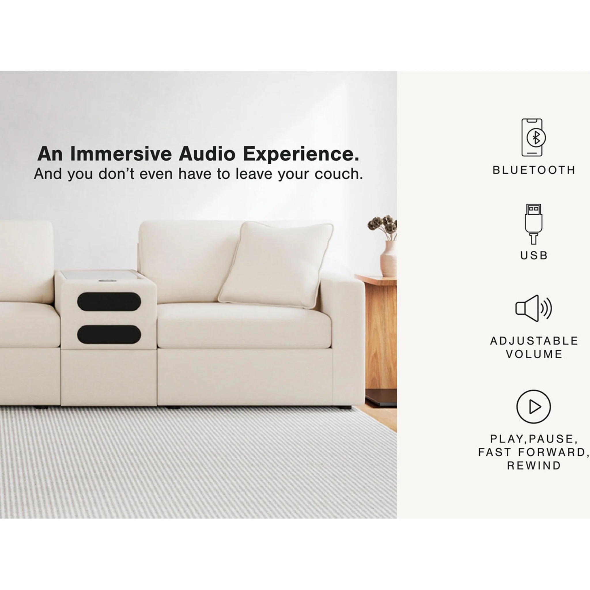 Modmax 5 Piece Modular Sectional with Audio Consoles - Image 56