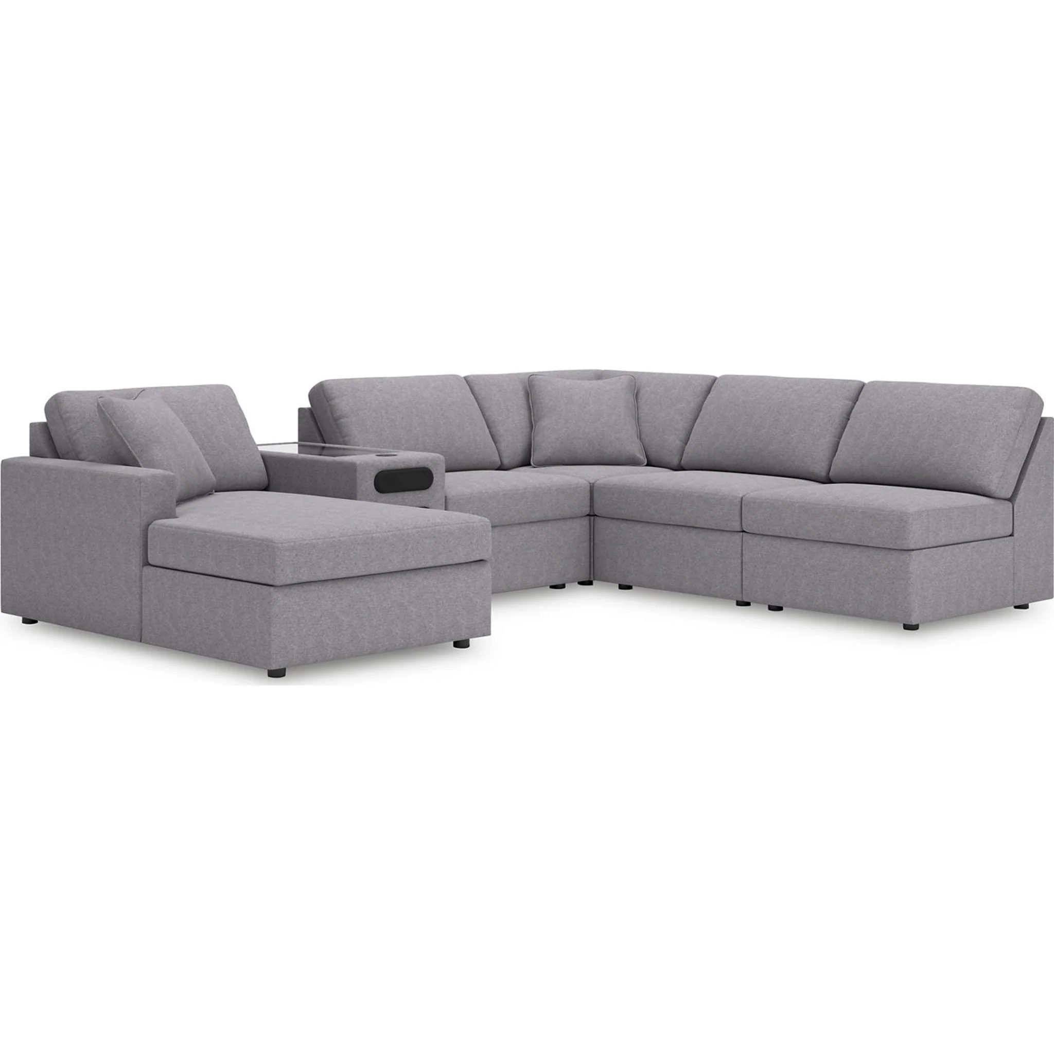 Modmax 6 Piece Modular Sectional with Chaise and Audio Console - Image 22