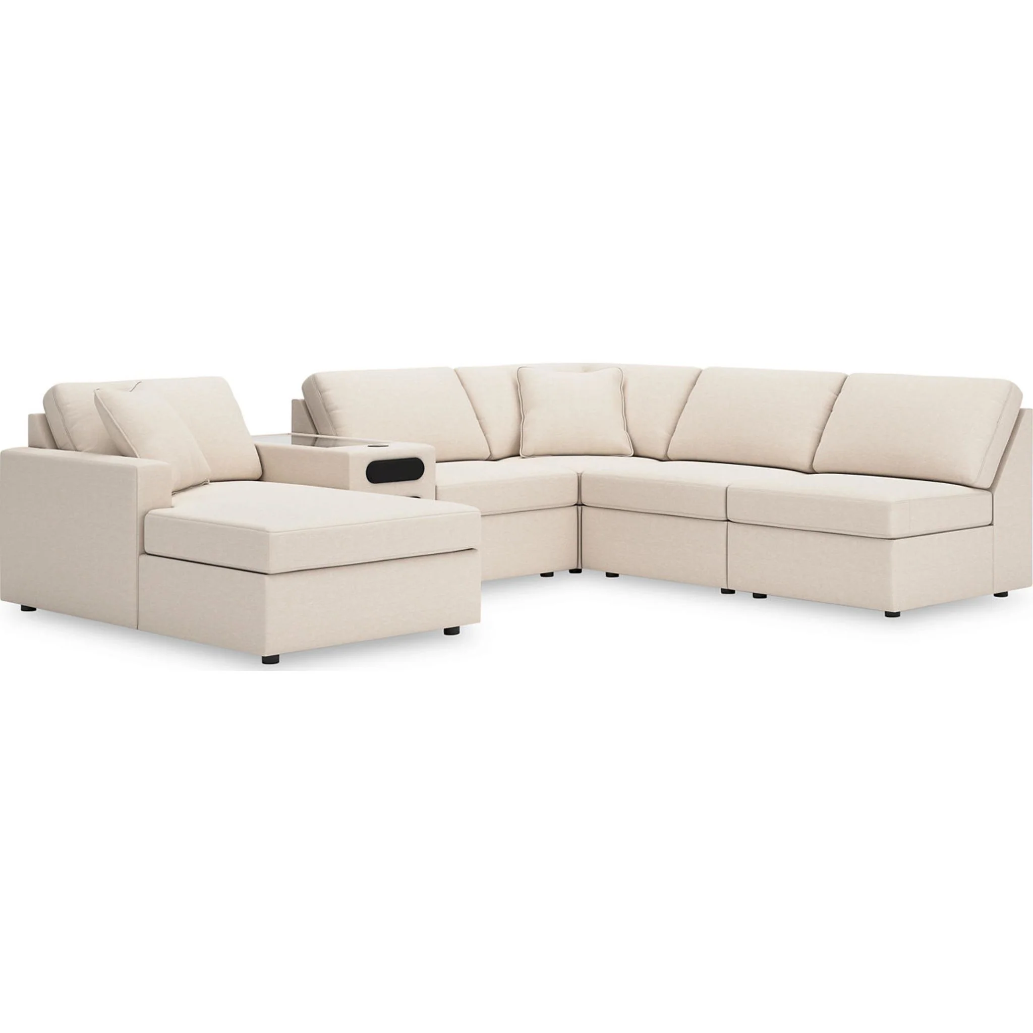 Modmax 6 Piece Modular Sectional with Chaise and Audio Console - Image 33