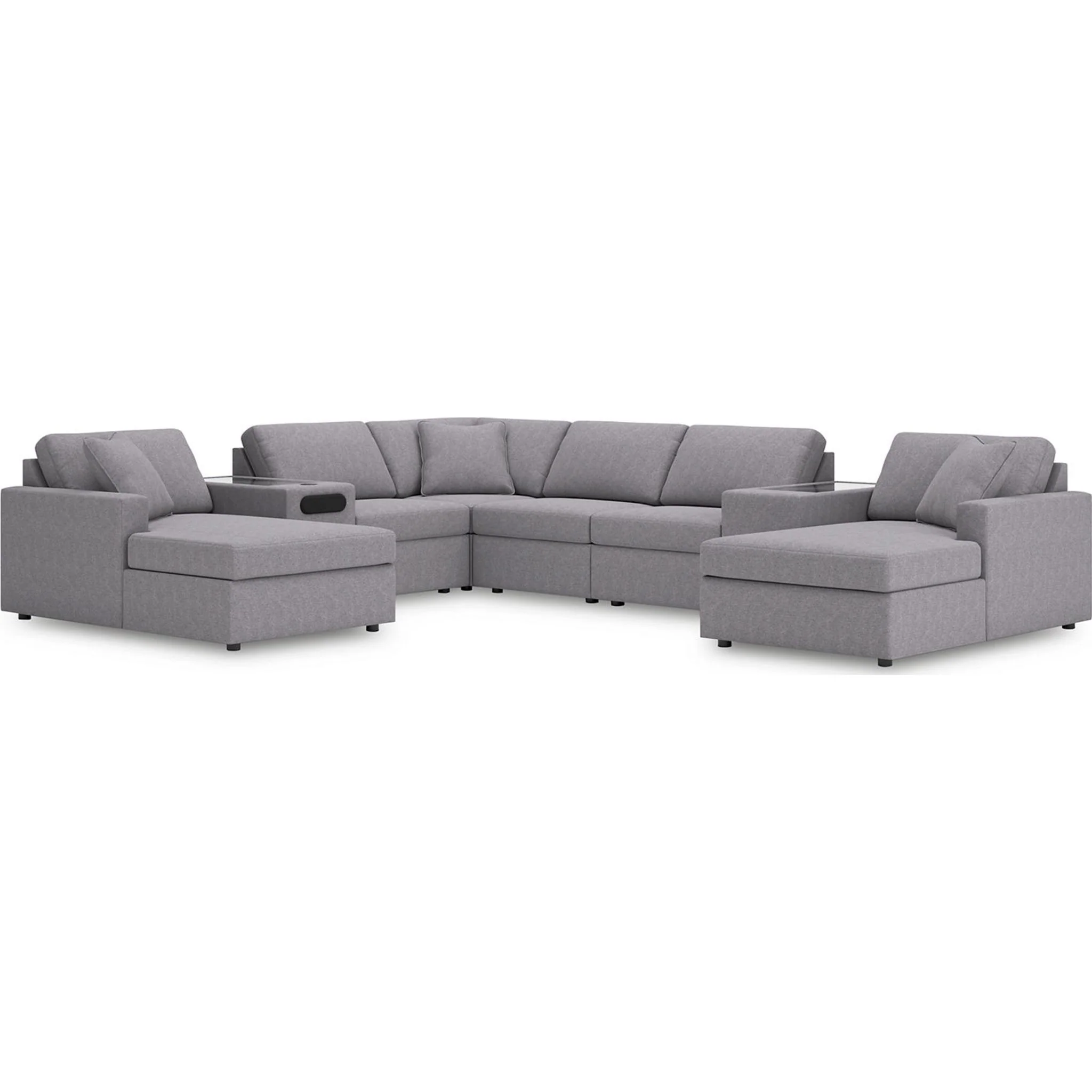 Modmax 8 Piece Modular Double Chaise Sectional with Audio and Storage Consoles