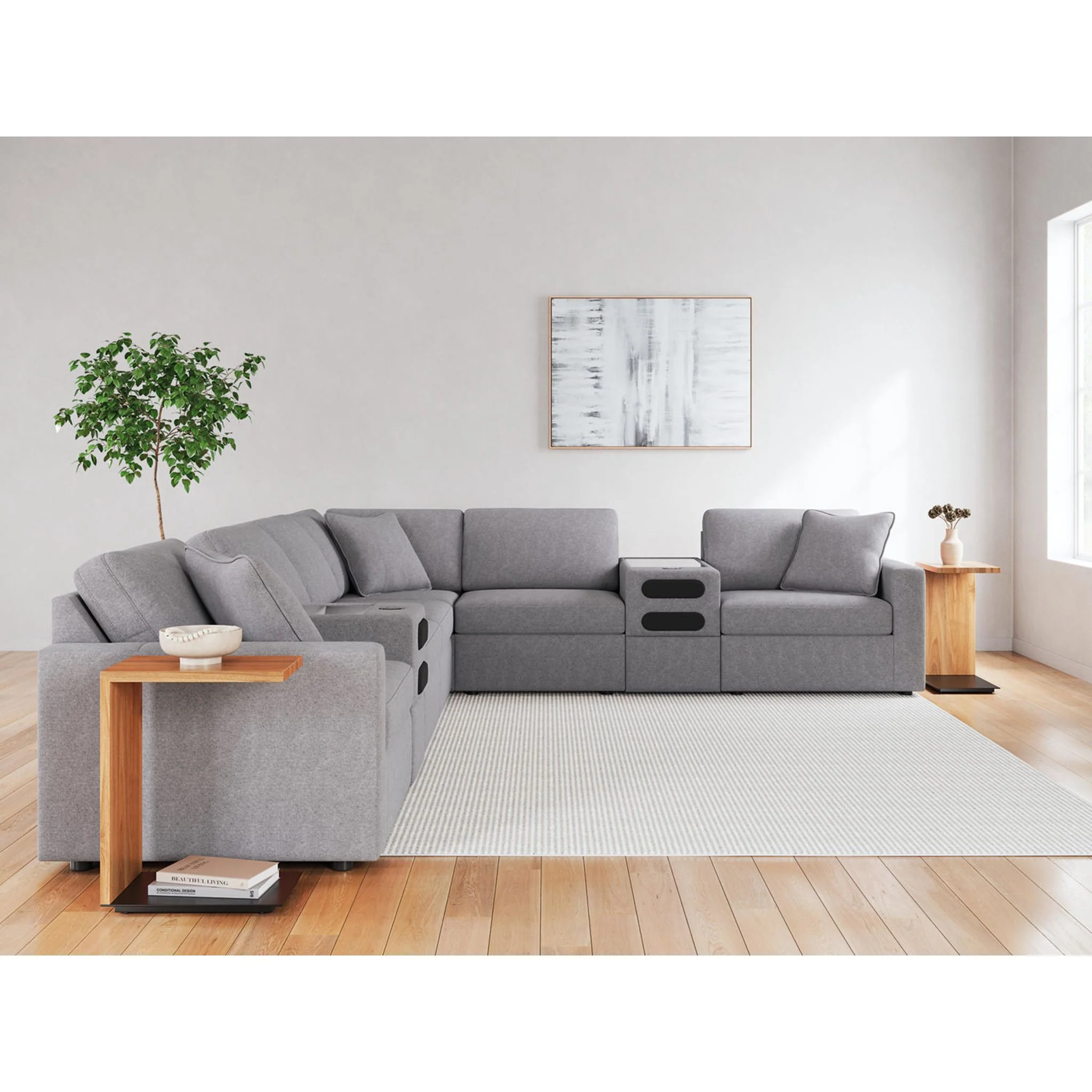 Modmax 8 Piece Modular Sectional with Audio Consoles - Image 43