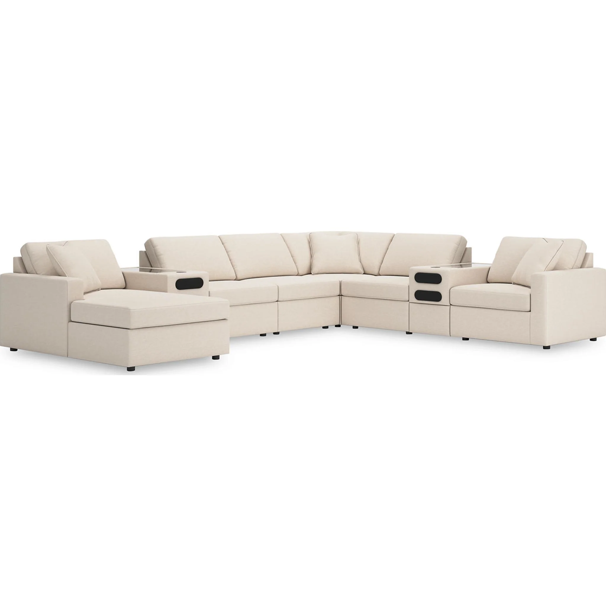 Modmax 8 Piece Modular Sectional with Chaise and Audio Consoles - Image 104