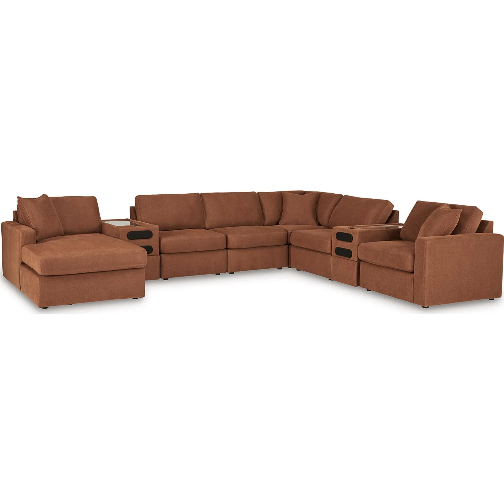 Modmax 8 Piece Modular Sectional with Chaise and Audio Consoles - Image 111