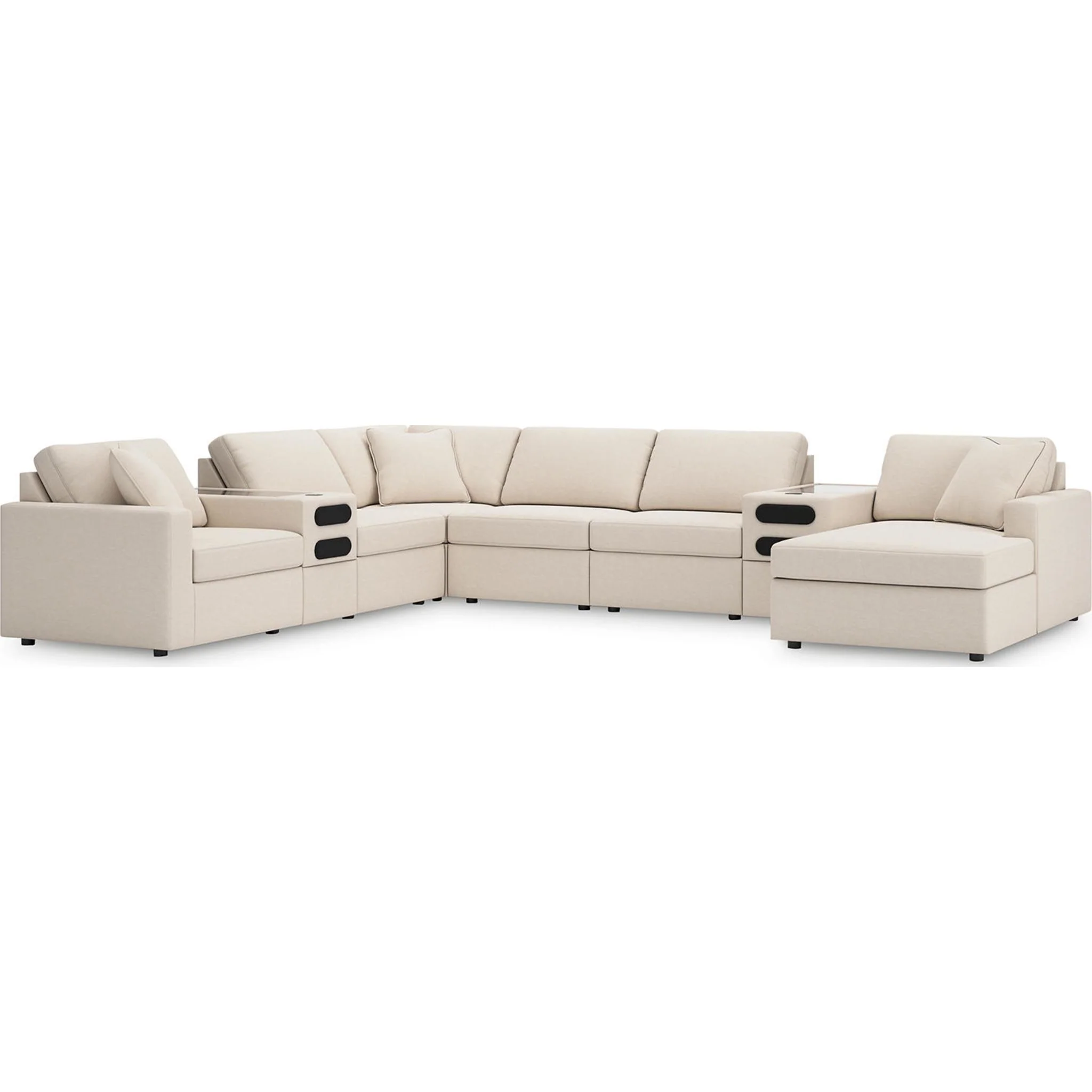 Modmax 8 Piece Modular Sectional with Chaise and Audio Consoles - Image 41