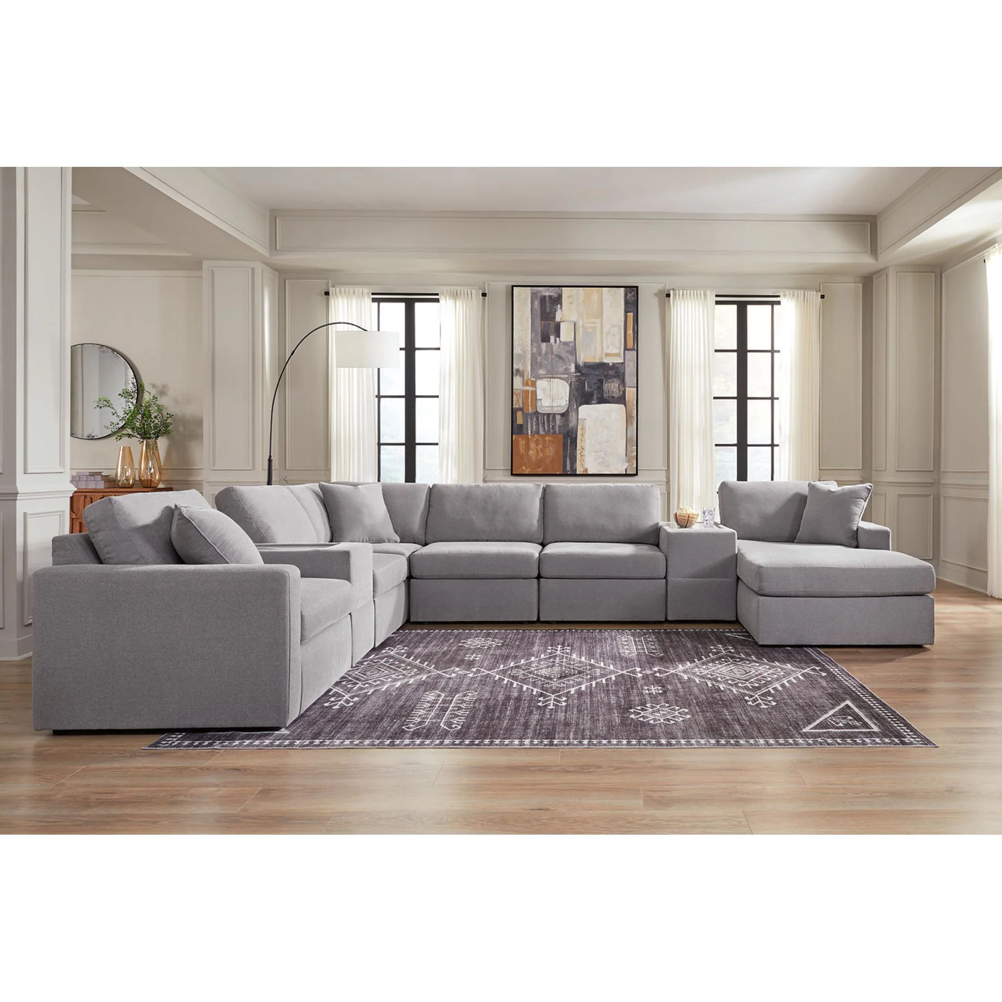 Modmax 8 Piece Modular Sectional with Chaise and Storage Consoles - Image 131