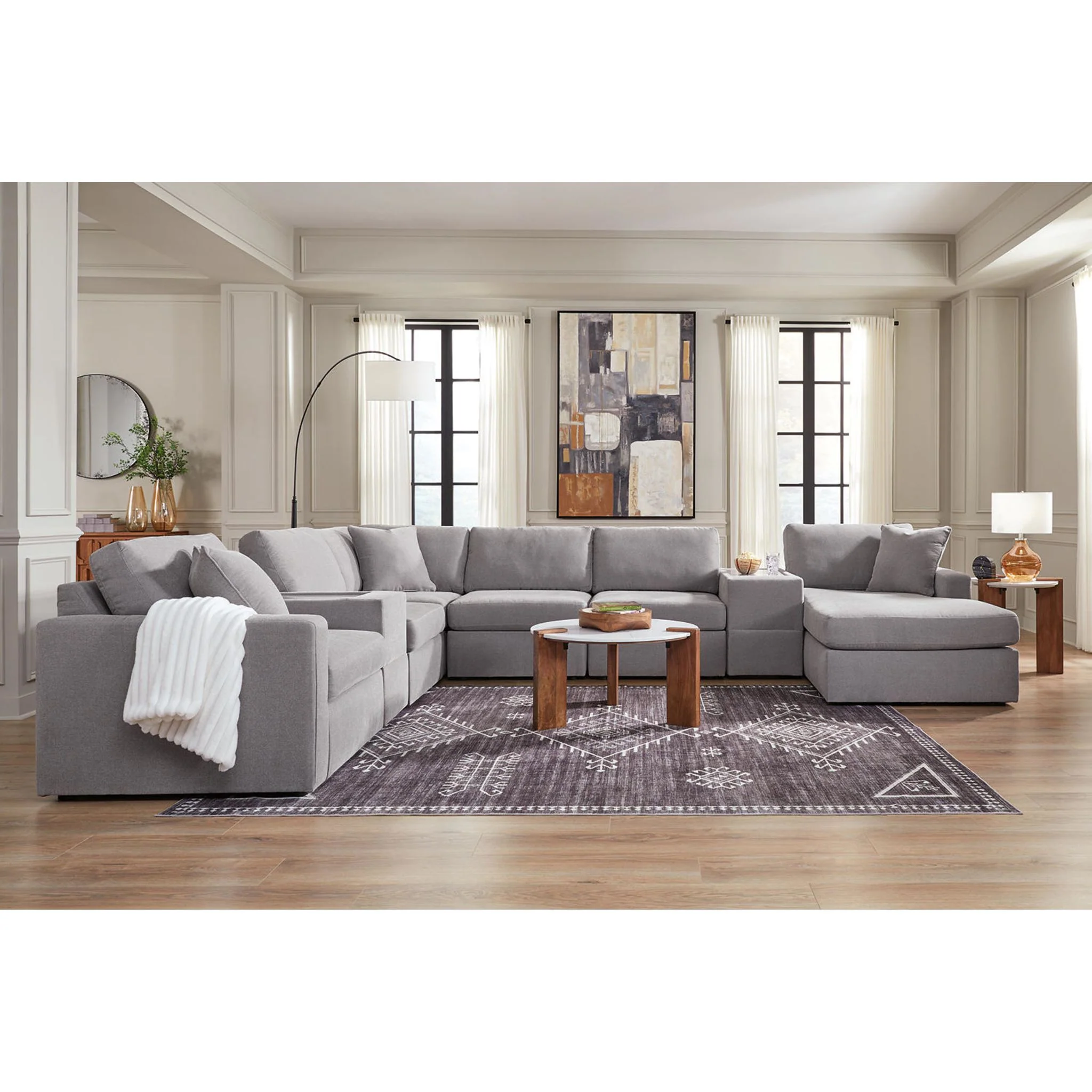 Modmax 8 Piece Modular Sectional with Chaise and Storage Consoles - Image 136