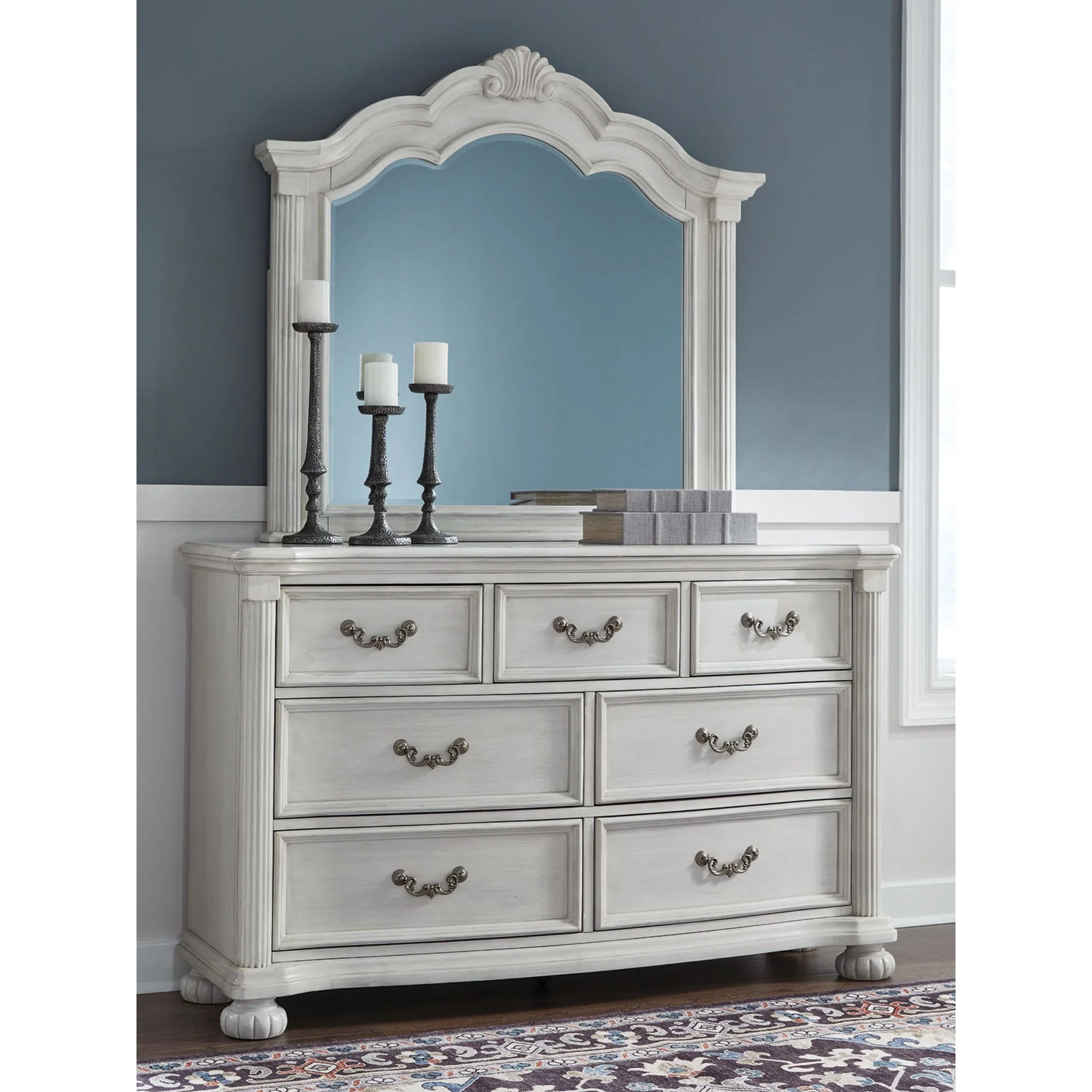 Montelaine Dresser and Mirror - Antique White - Image 2