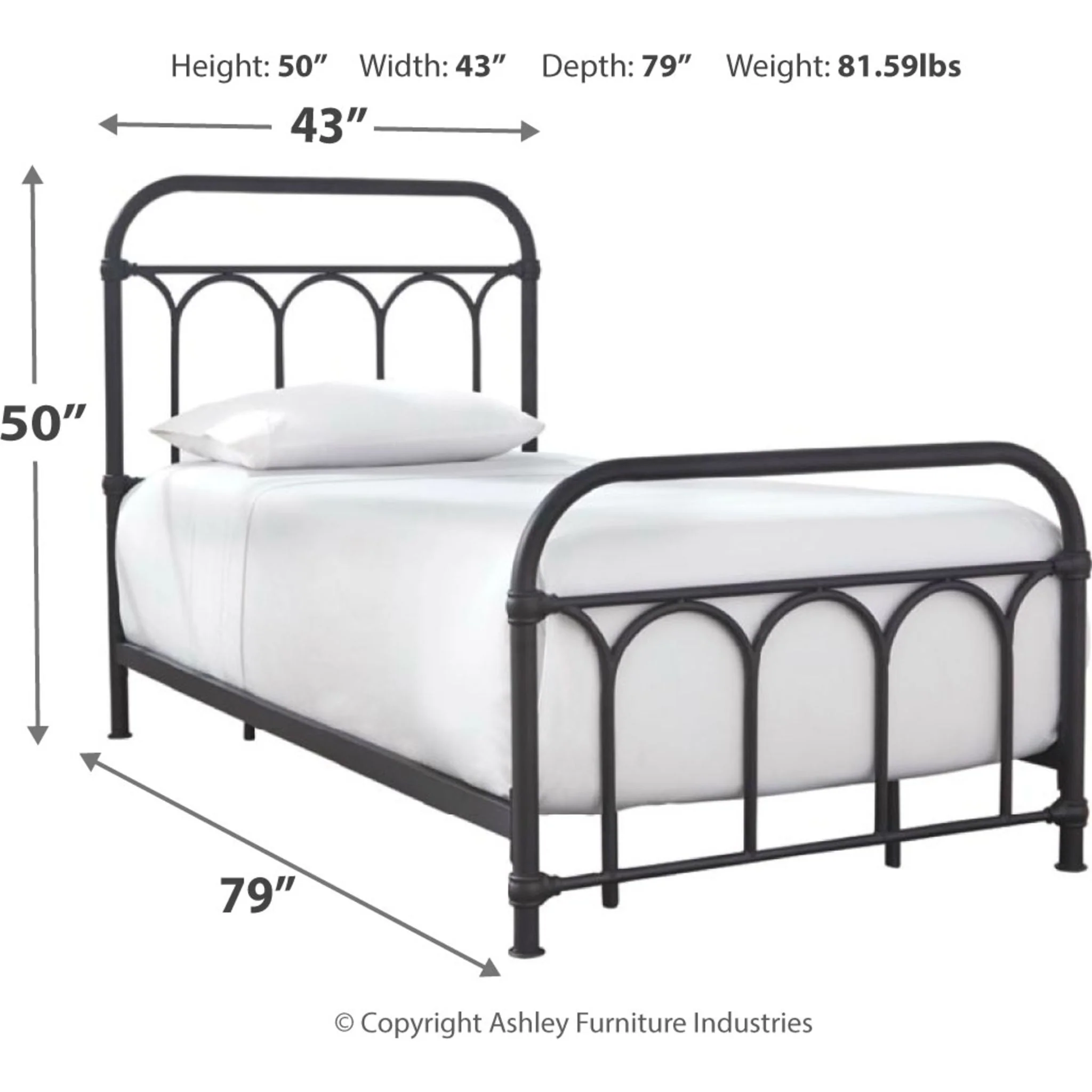 Nashburg Metal Bed - Black - Image 4
