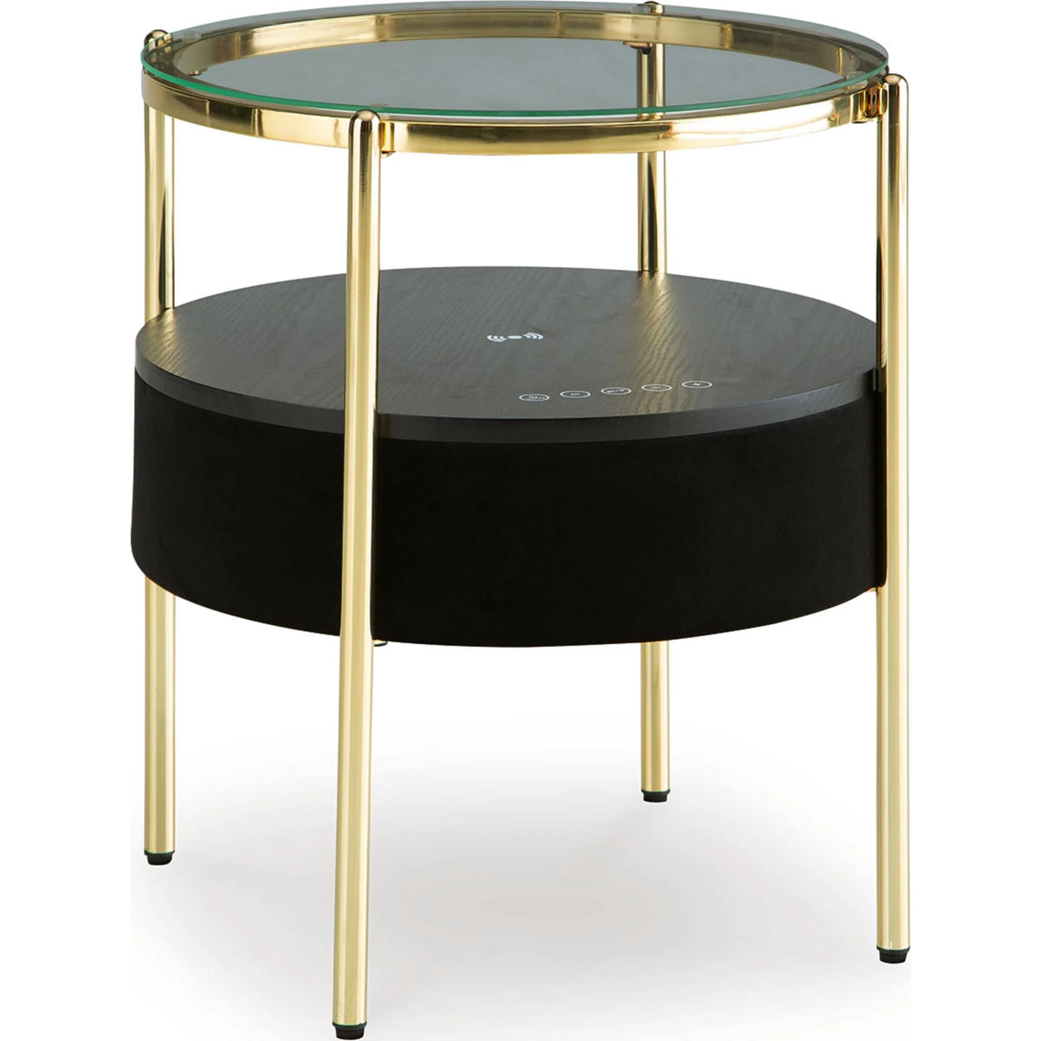 Nedman Accent Table with Speaker - Black/Gold Finish