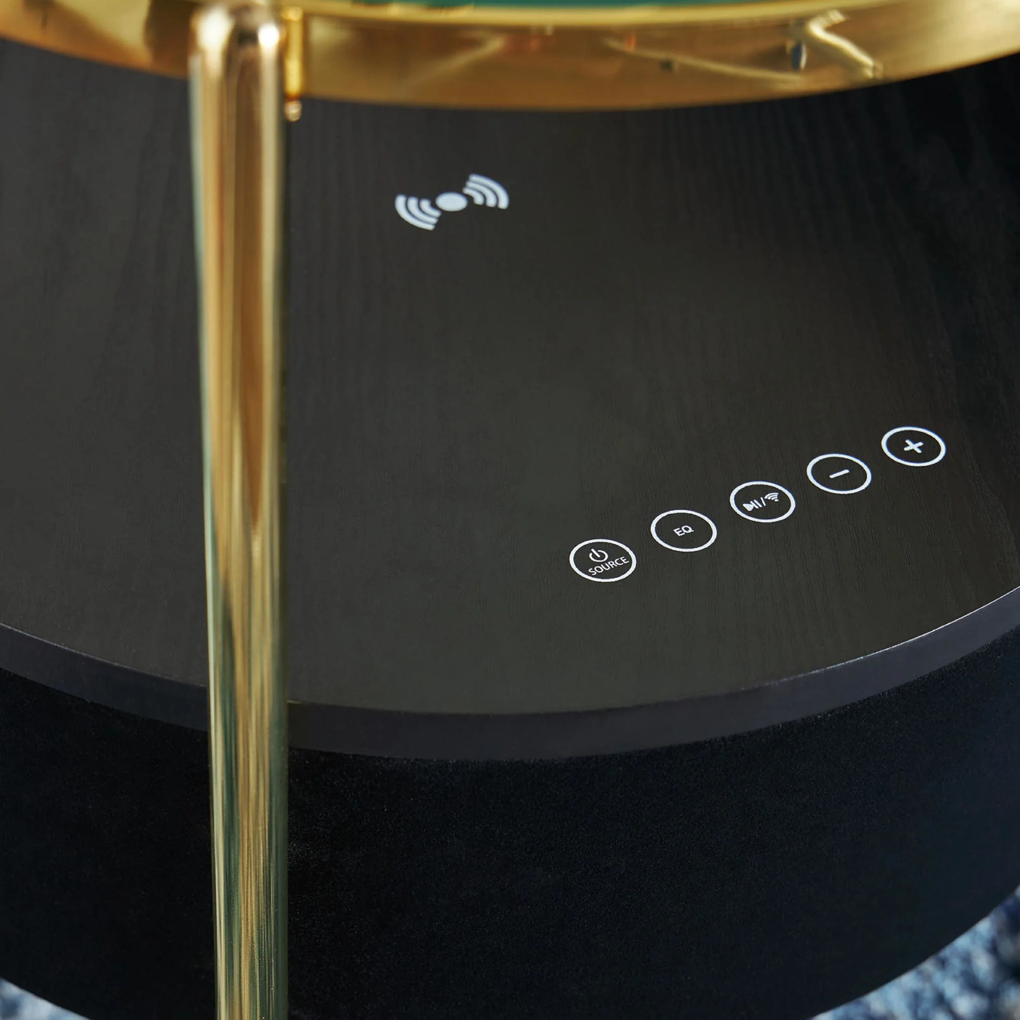 Nedman Accent Table with Speaker - Black/Gold Finish - Image 3