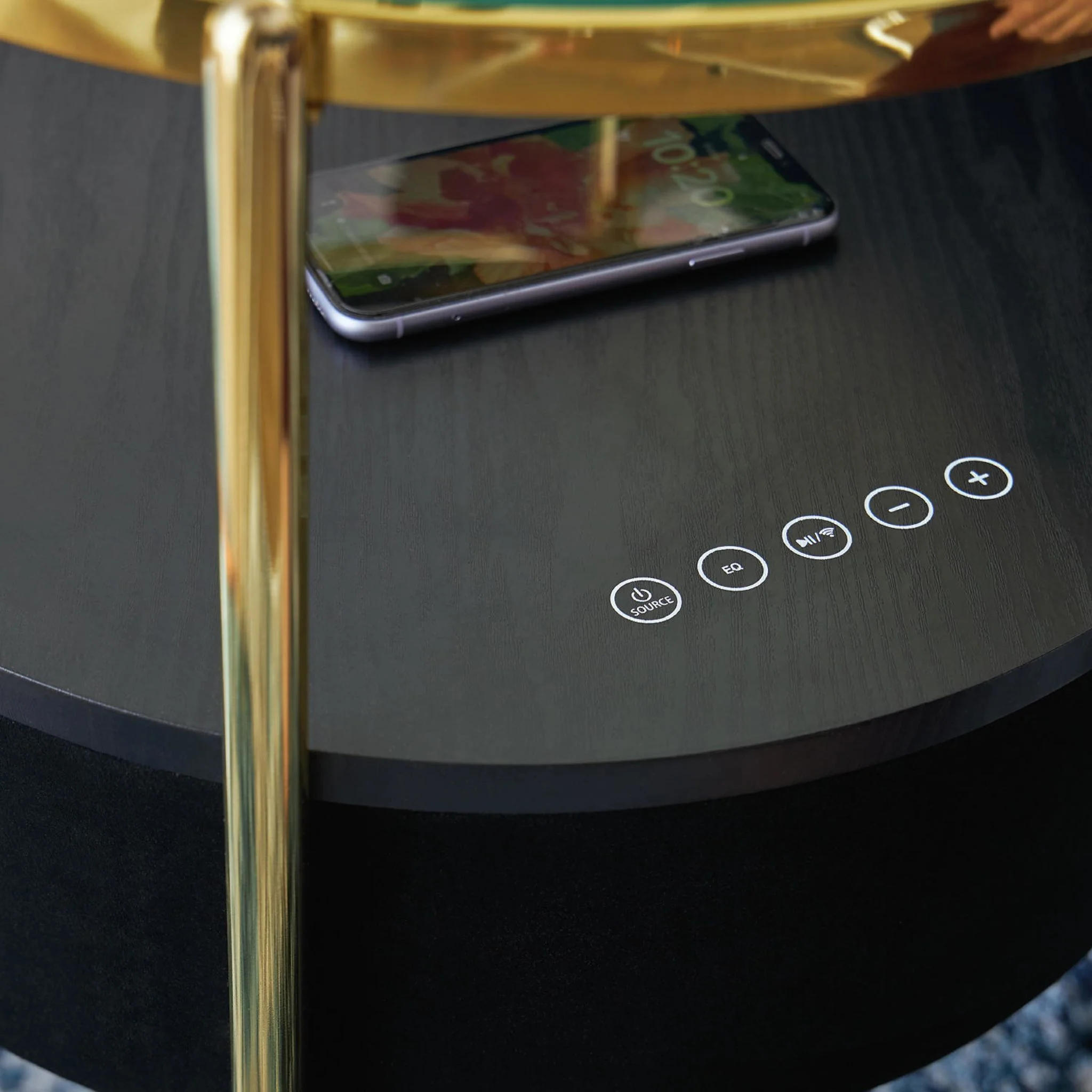 Nedman Accent Table with Speaker - Black/Gold Finish - Image 4