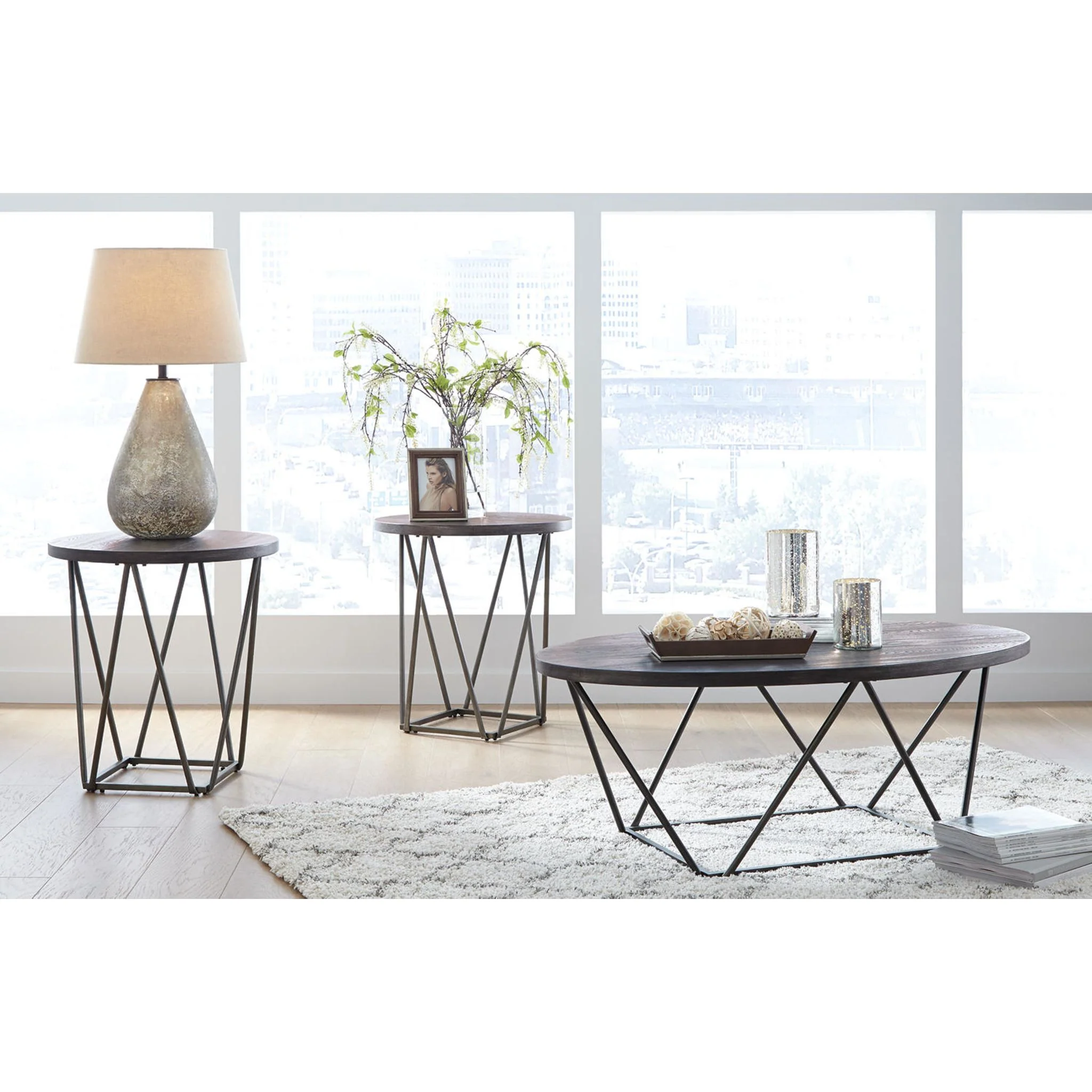 Neimhurst 3 Pack Tables - Dark Brown - Image 2