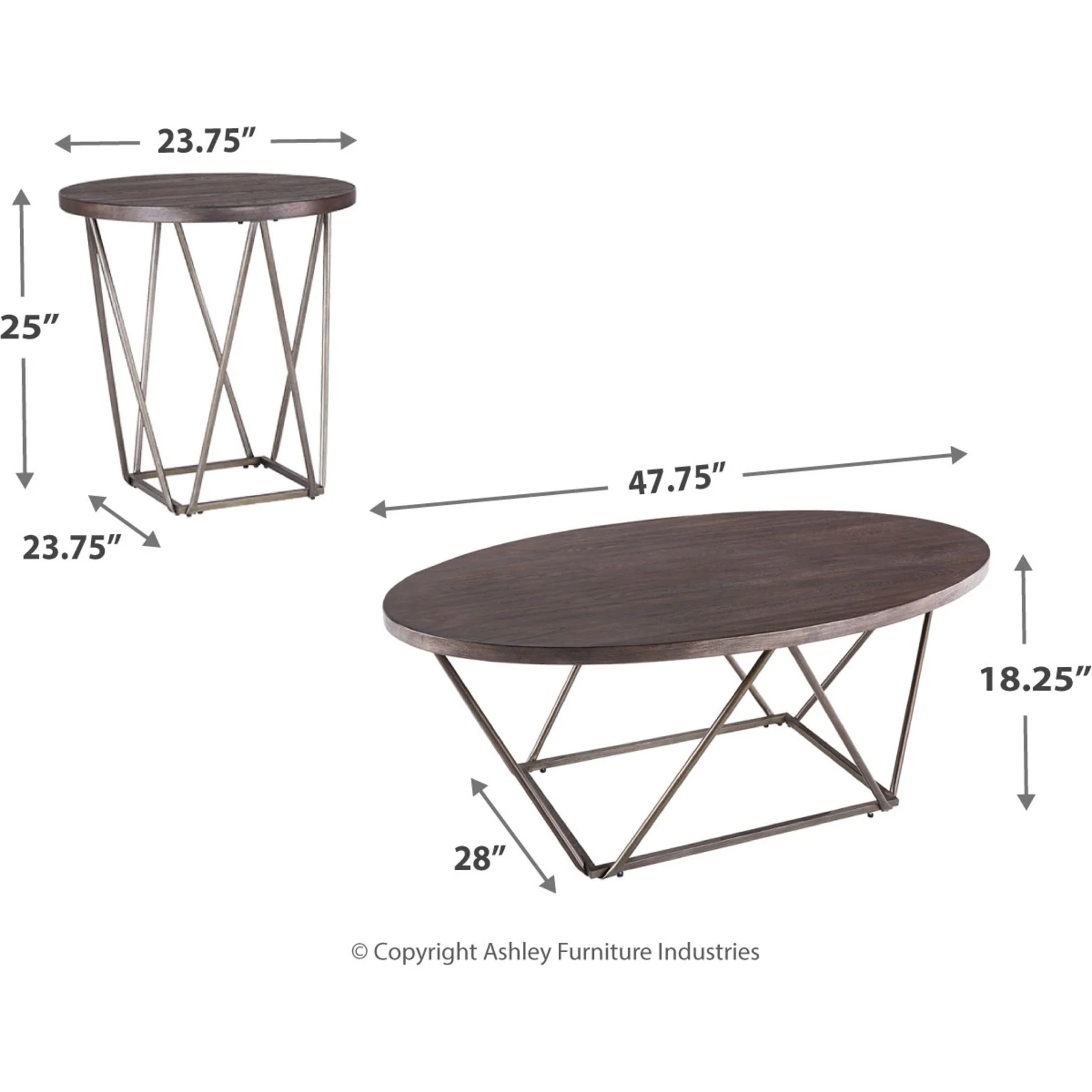 Neimhurst 3 Pack Tables - Dark Brown - Image 3