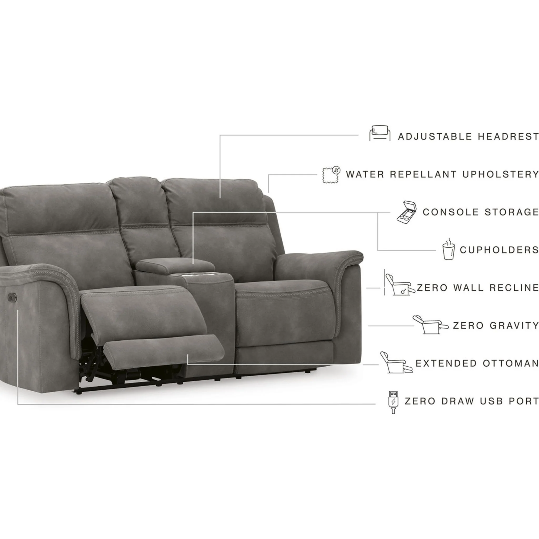 Next-Gen Power Reclining Loveseat with Console - Slate - Image 19