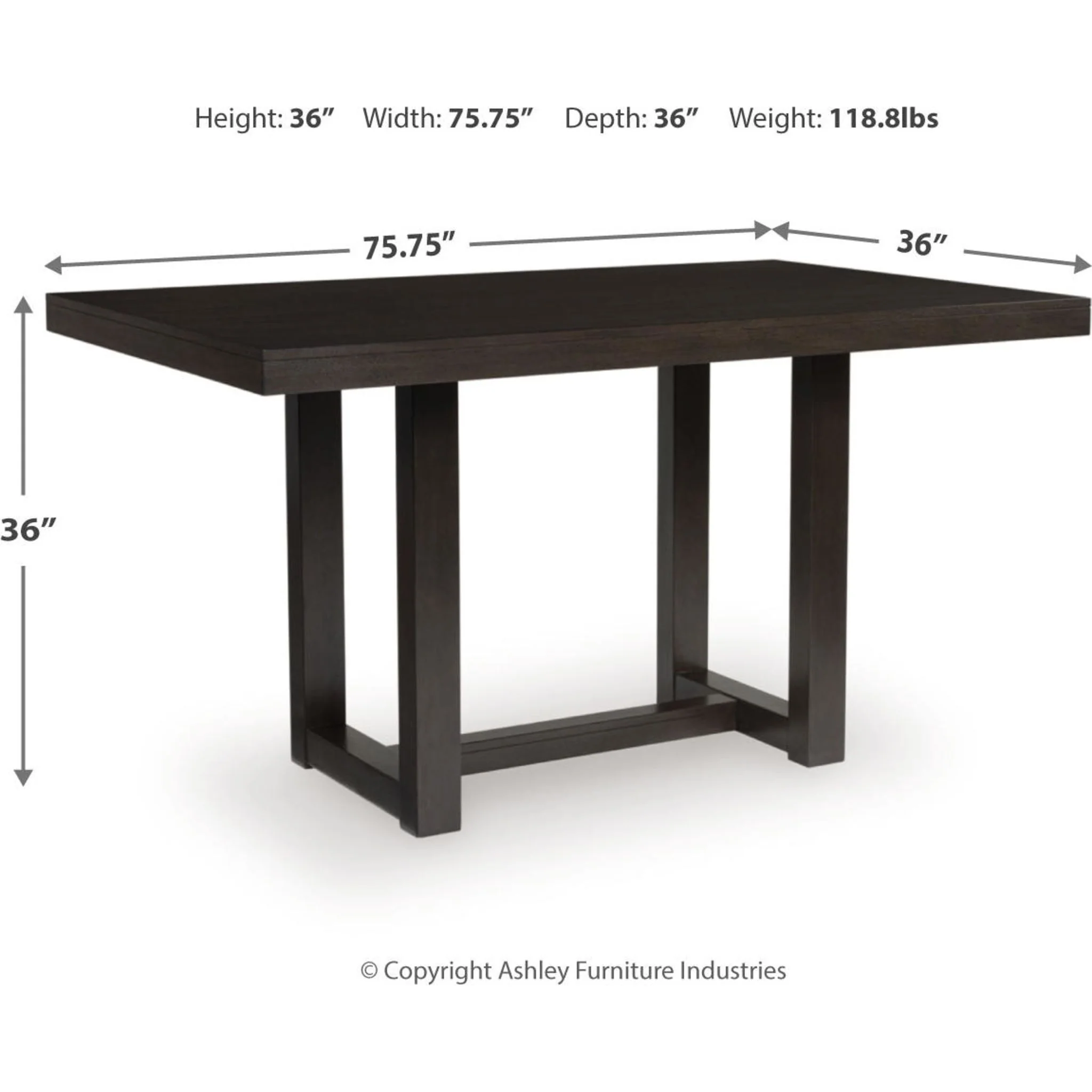Neymorton Counter Height Table - Dark Grayish Brown - (D618-13) - Image 3