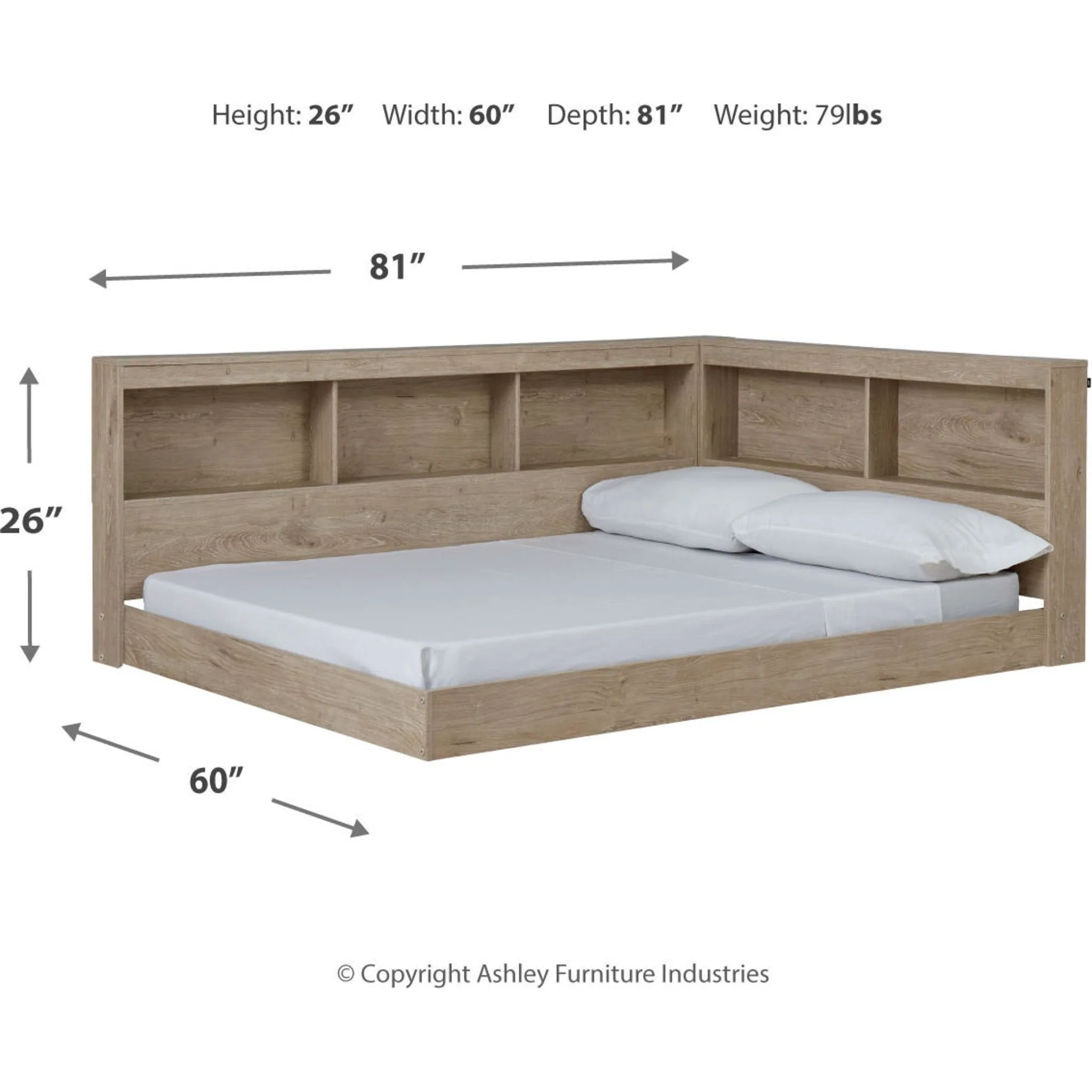 Oliah Full Bookcase Storage Bed - Natural - Image 4