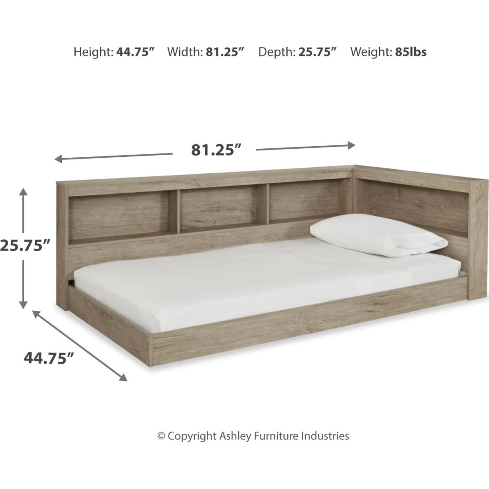 Oliah Twin Bookcase Storage Bed - Natural - Image 4