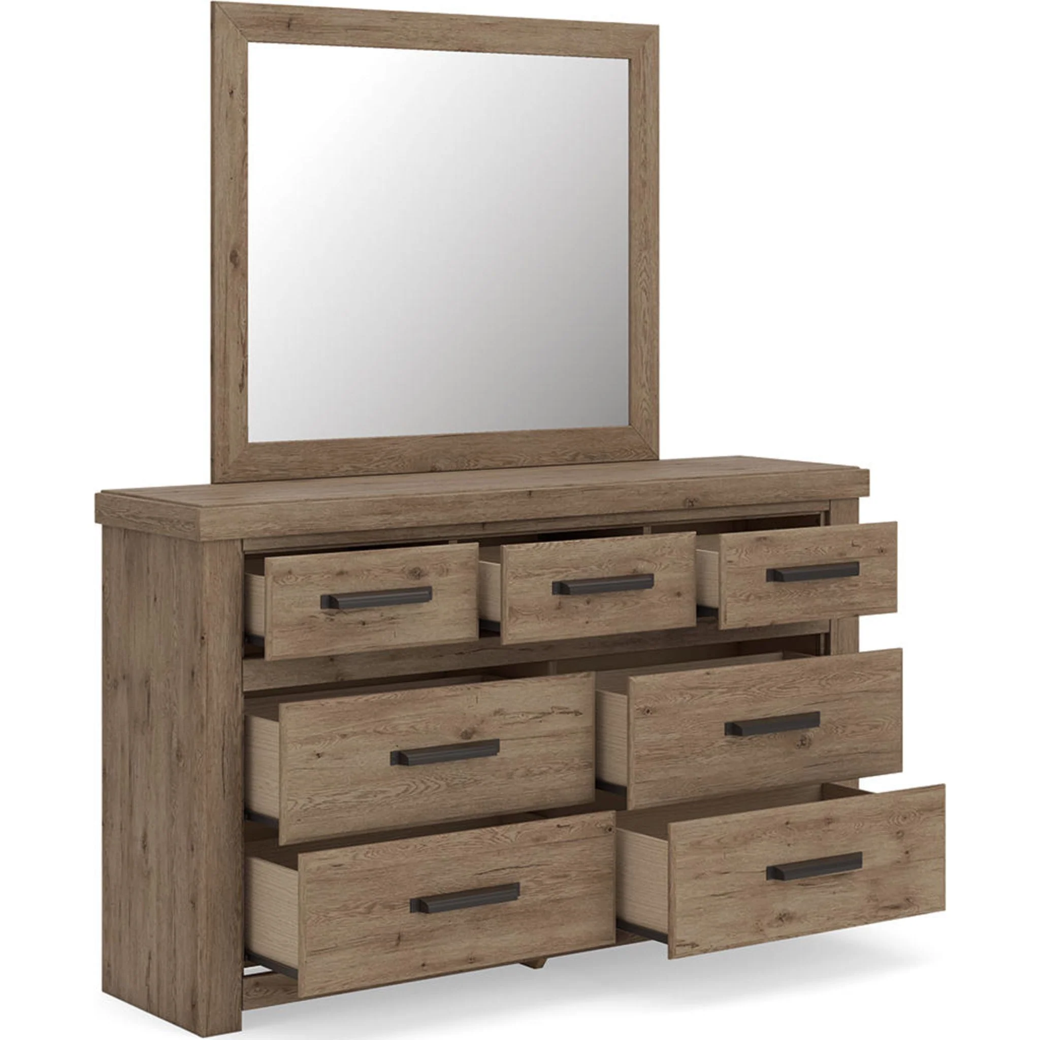 Oliandon Dresser and Mirror - Light Brown - Image 3