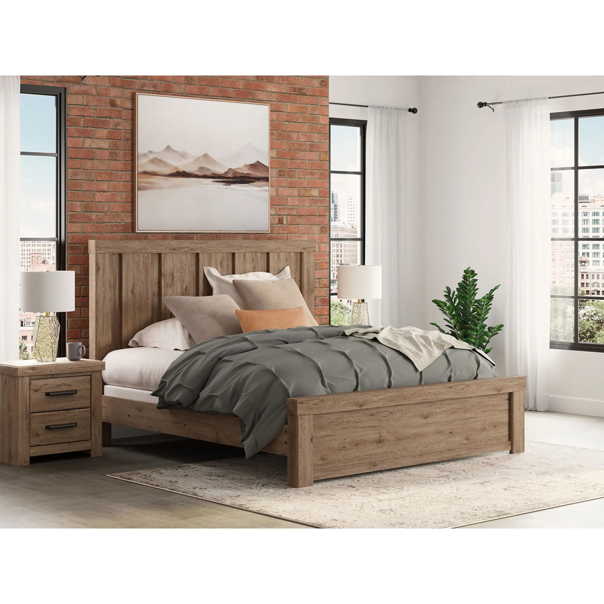 Oliandon King Panel Bed - Light Brown - Image 9
