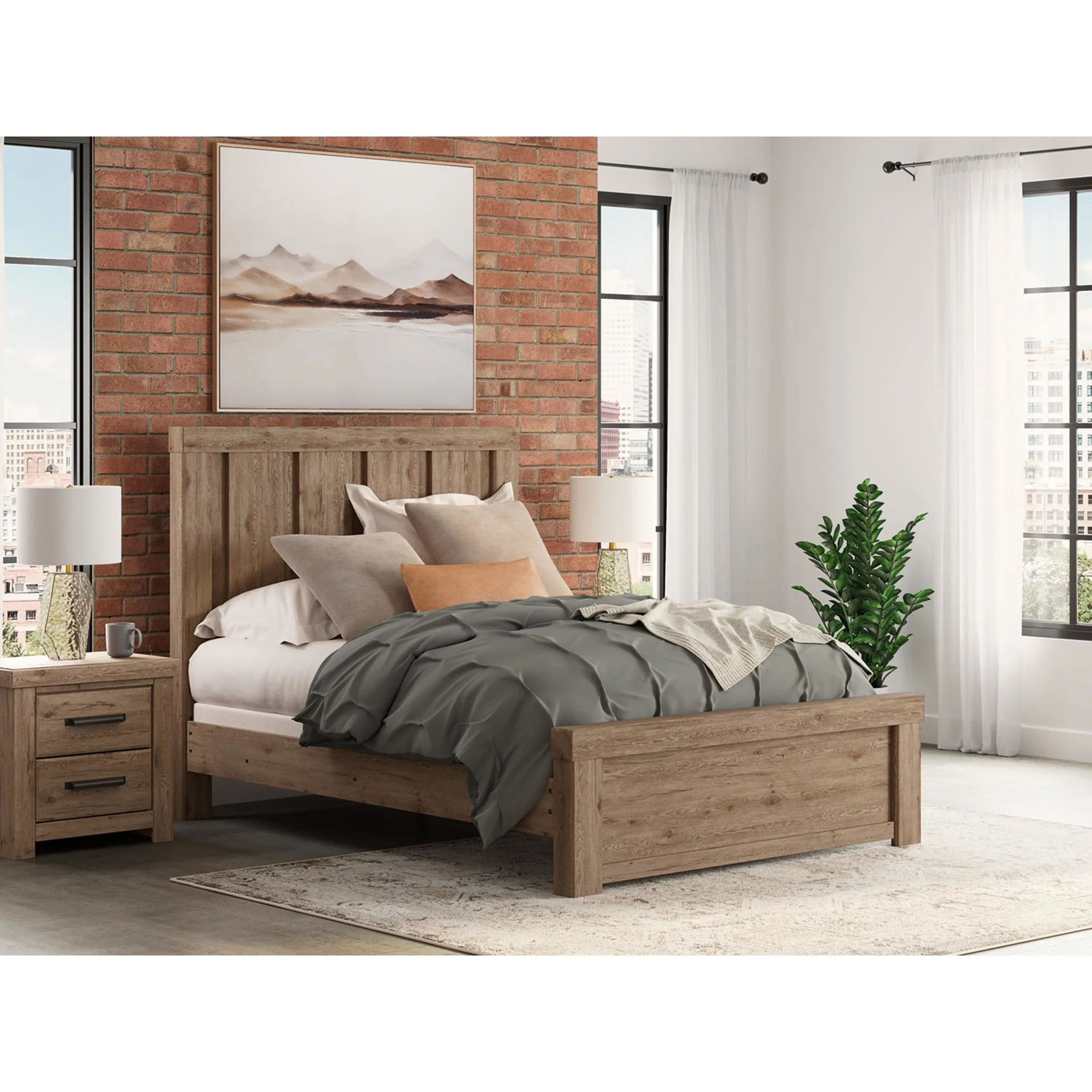 Oliandon Queen Panel Bed - Light Brown - Image 9