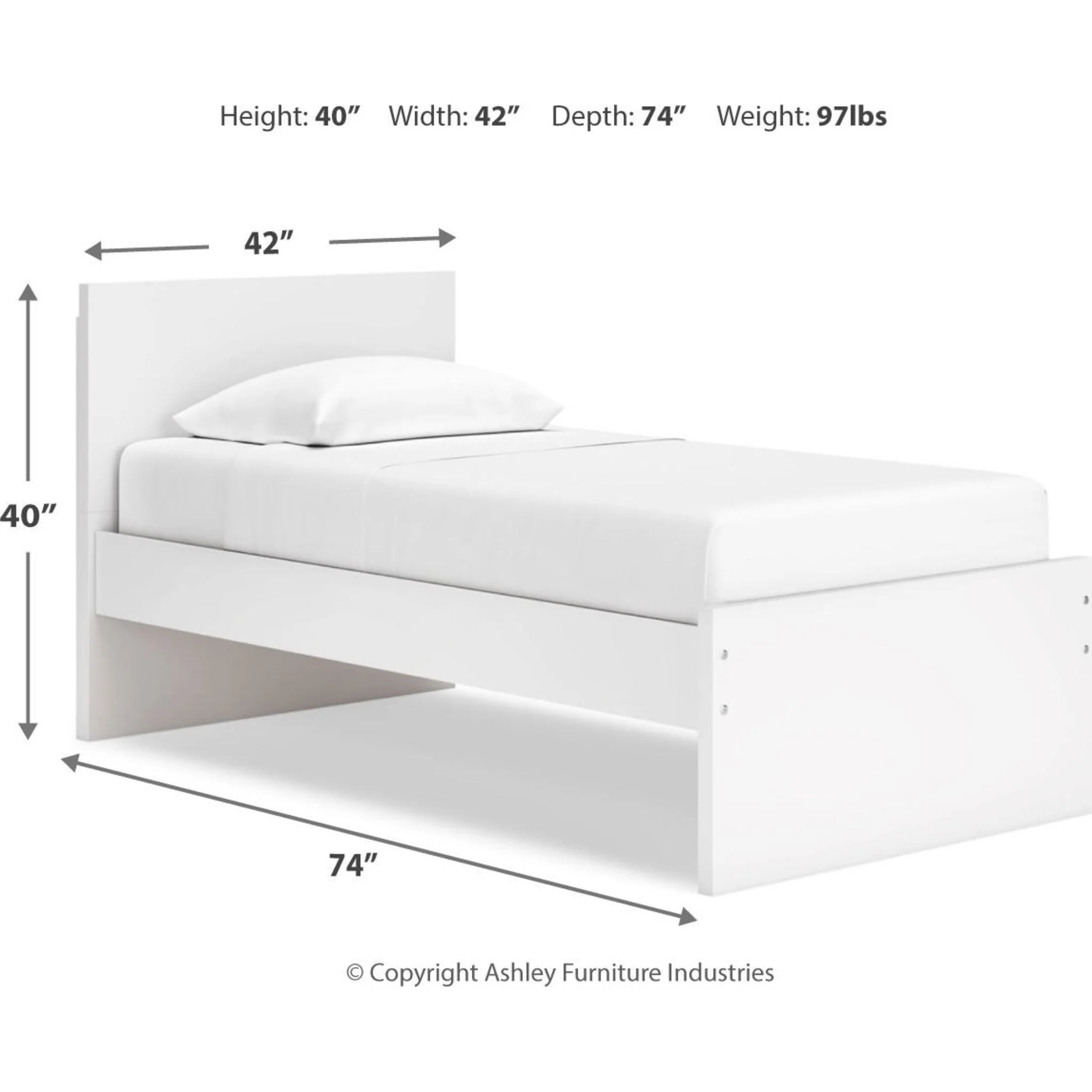 Onita Twin Platform Bed - White - Image 5