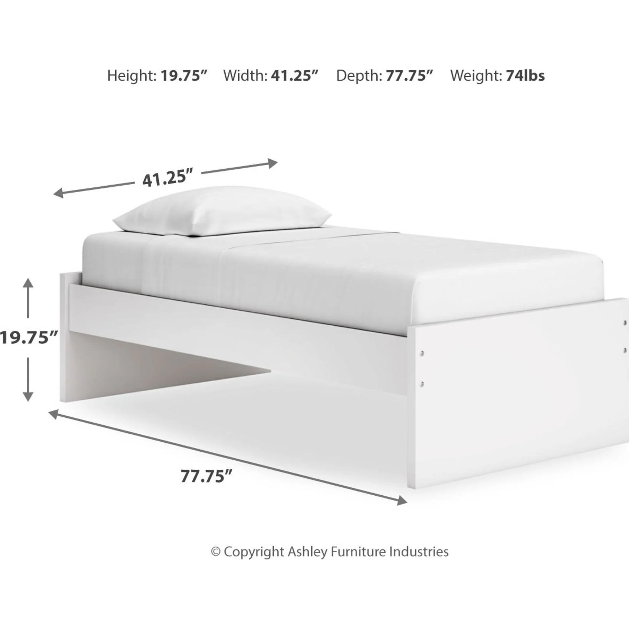 Onita Twin Platform Bed - White - Image 12