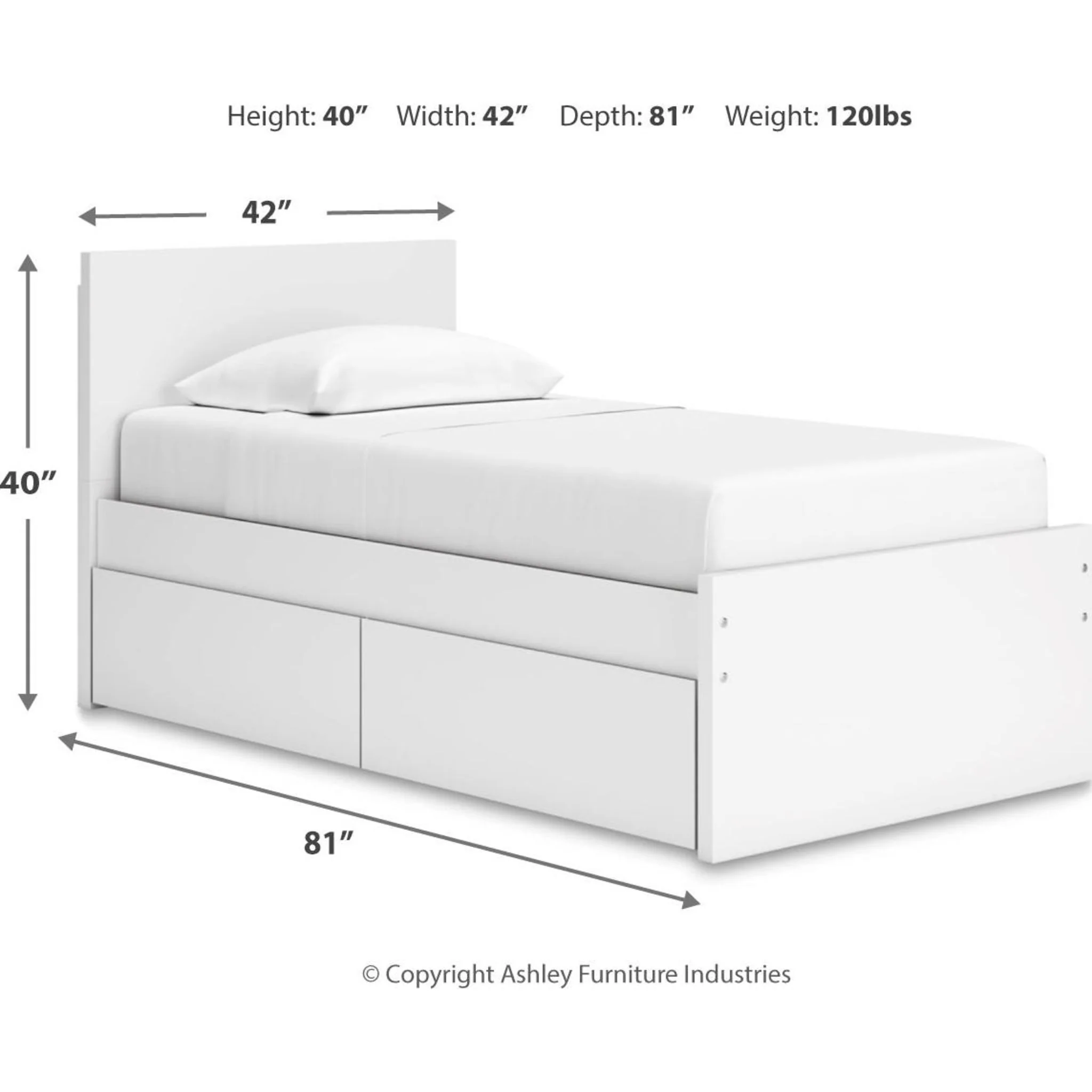 Onita Twin Storage Bed - White - Image 5