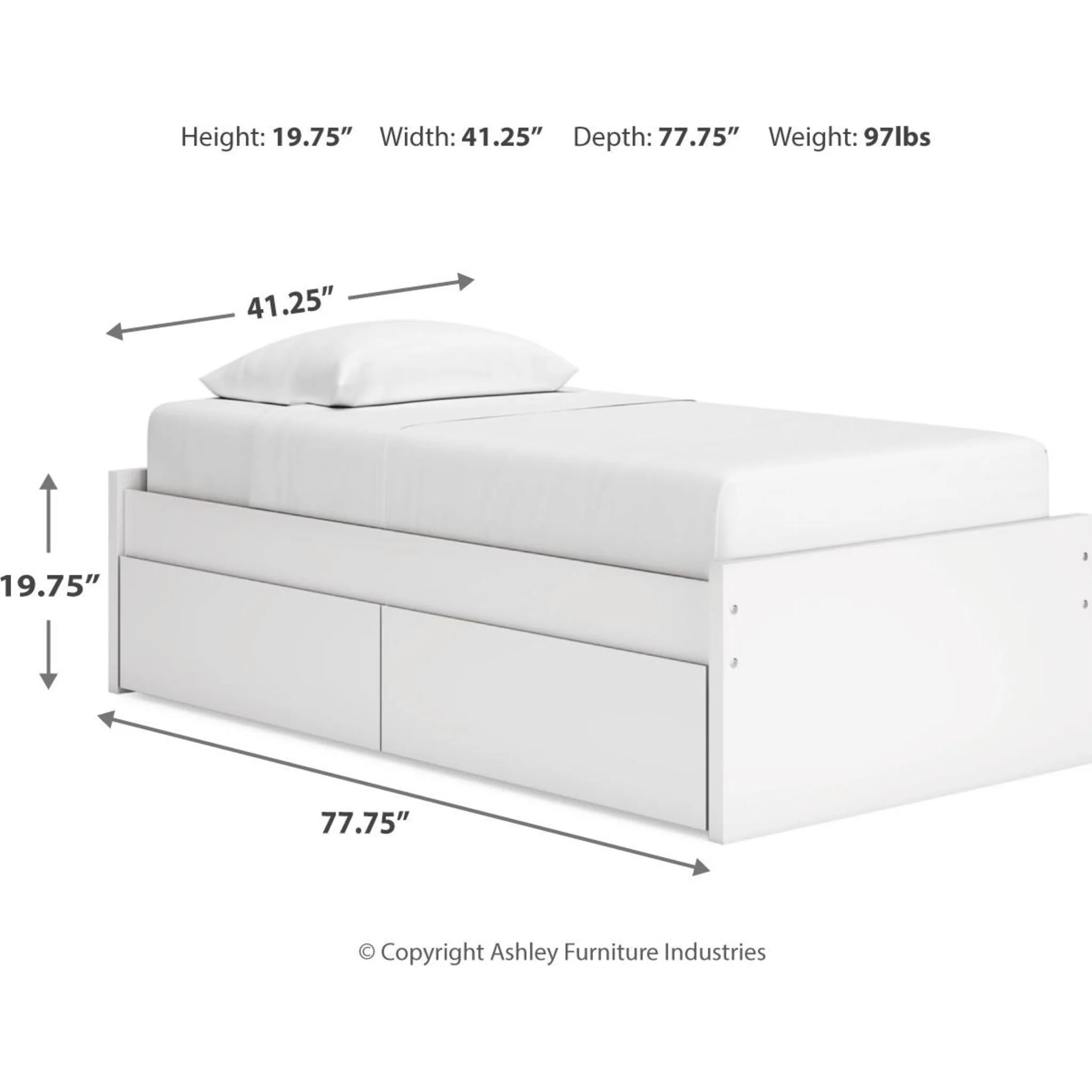 Onita Twin Storage Bed - White - Image 12