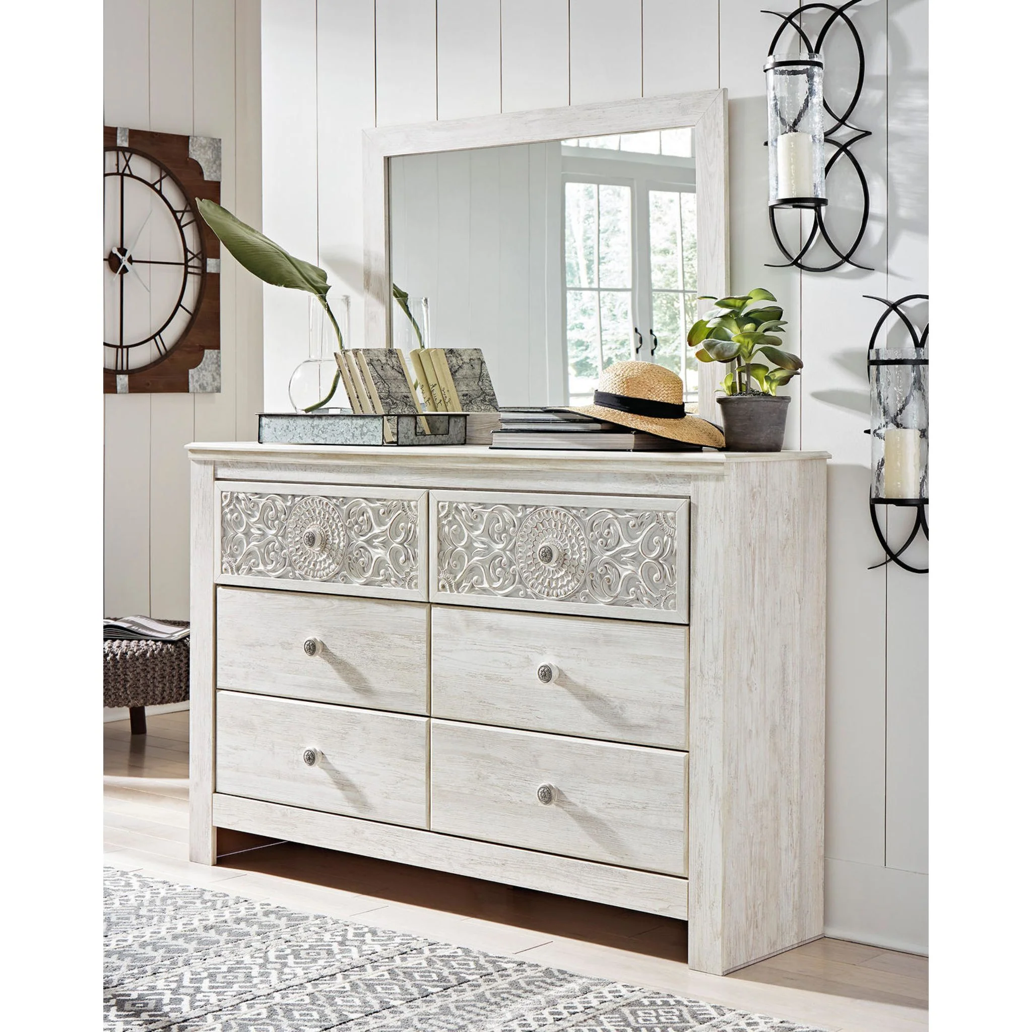 Paxberry 5 Piece King Panel Bedroom - Whitewash - Image 2