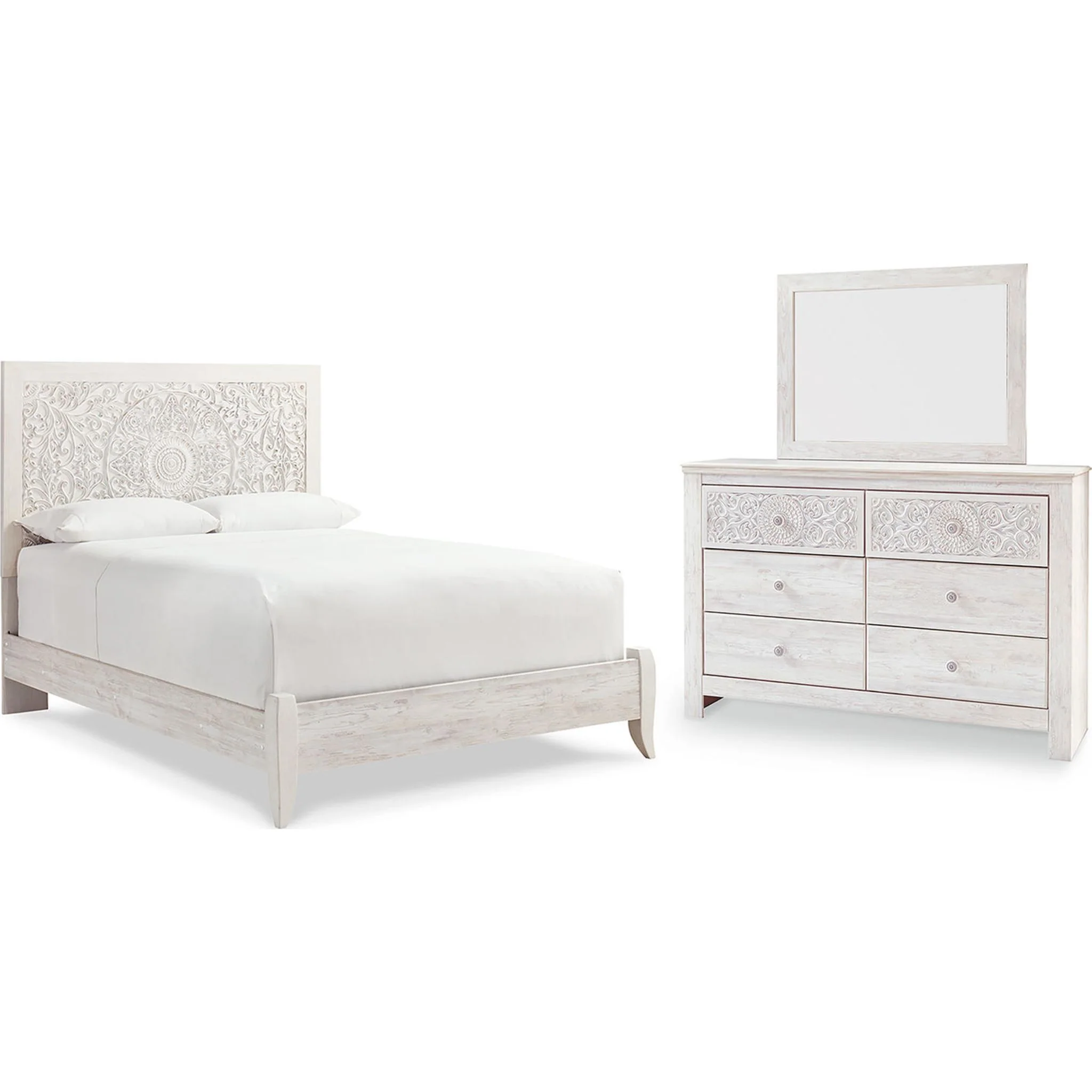 Paxberry 5 Piece Queen Panel Bedroom - Whitewash