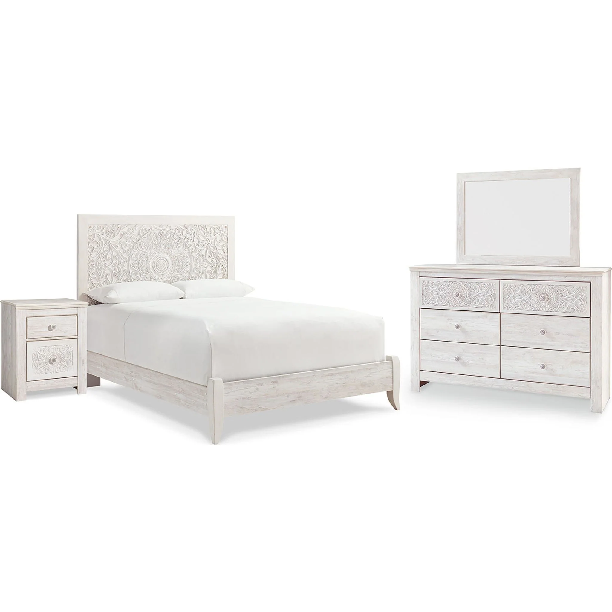 Paxberry 6 Piece Queen Panel Bedroom - Whitewash