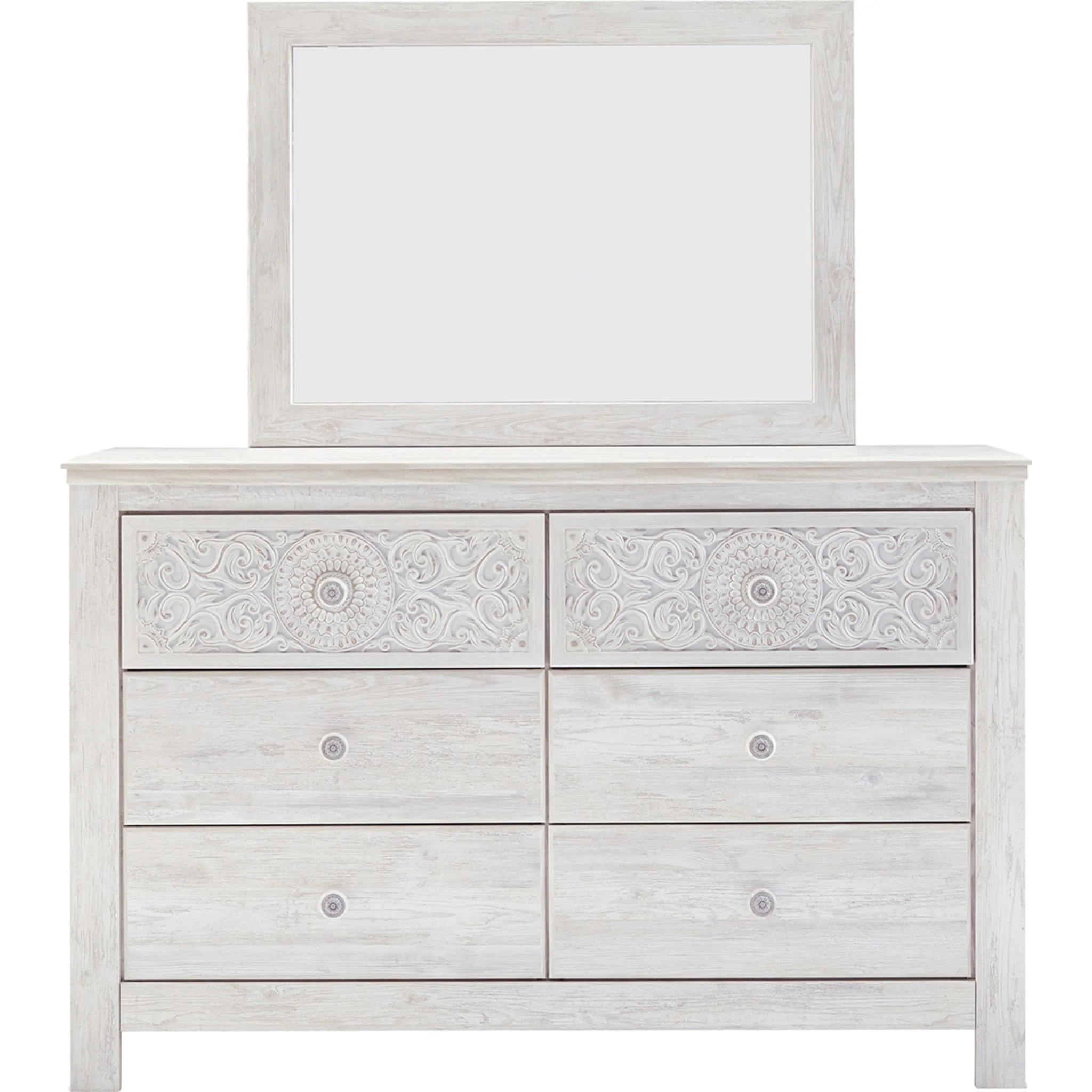 Paxberry Dresser and Mirror - Whitewash - Image 3