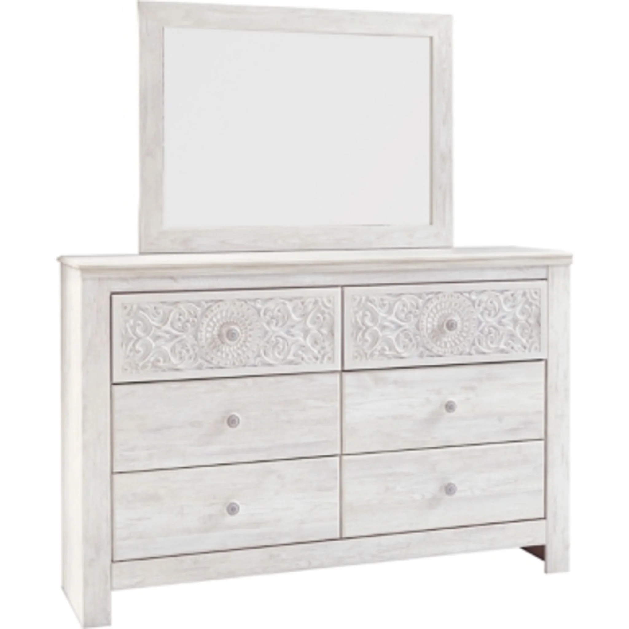 Paxberry Dresser and Mirror - Whitewash - Image 5