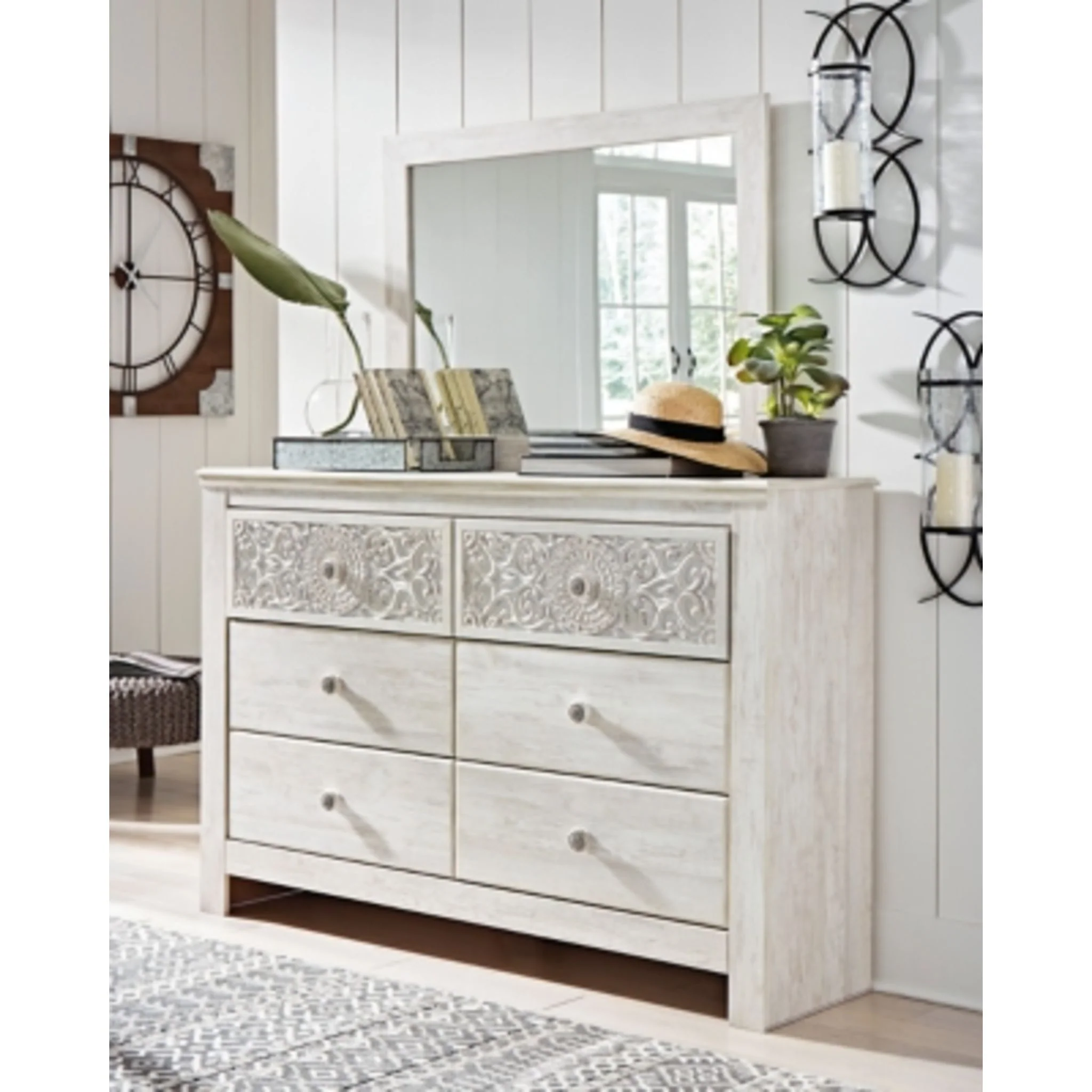 Paxberry Dresser and Mirror - Whitewash - Image 6