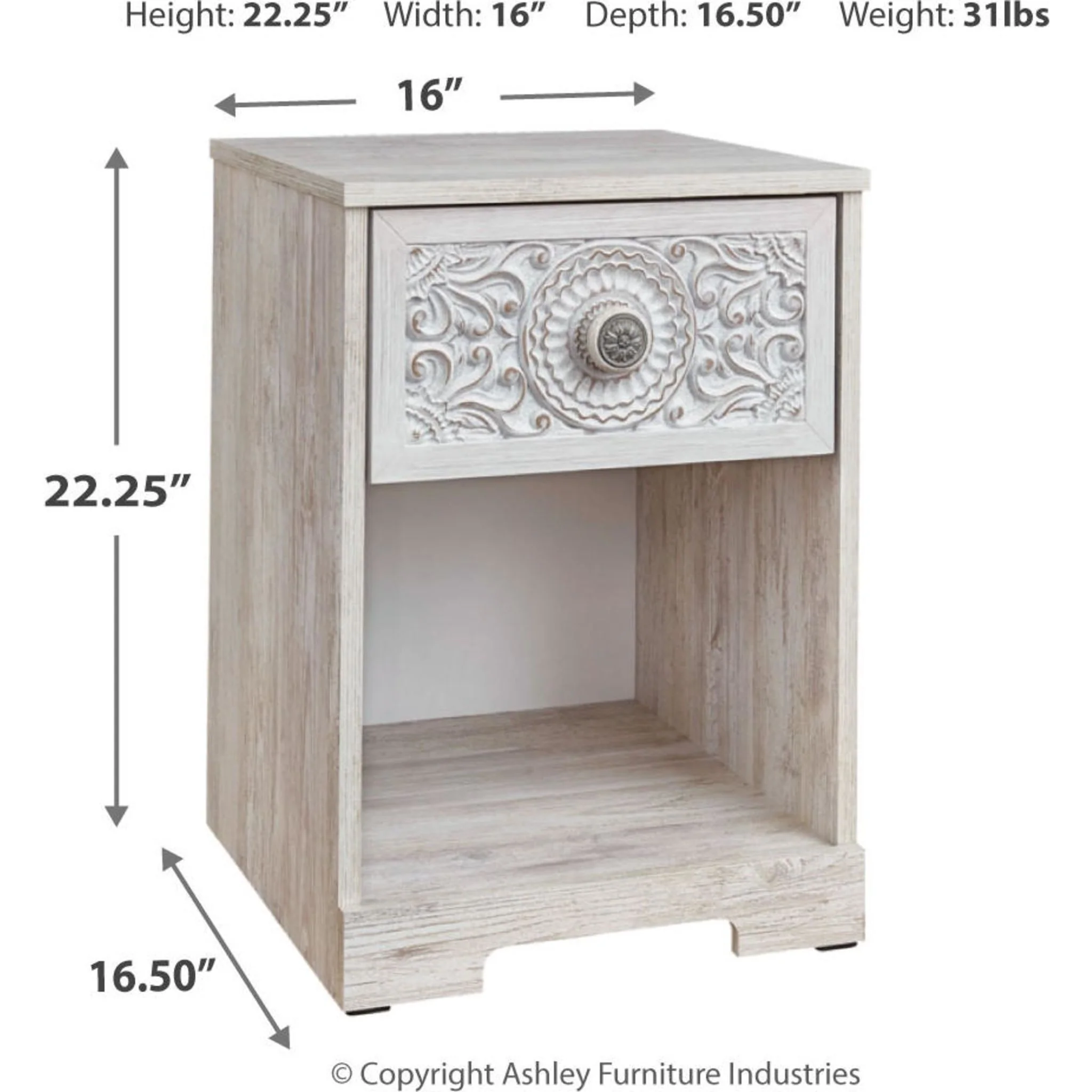 Paxberry Nightstand - Whitewash - Image 11