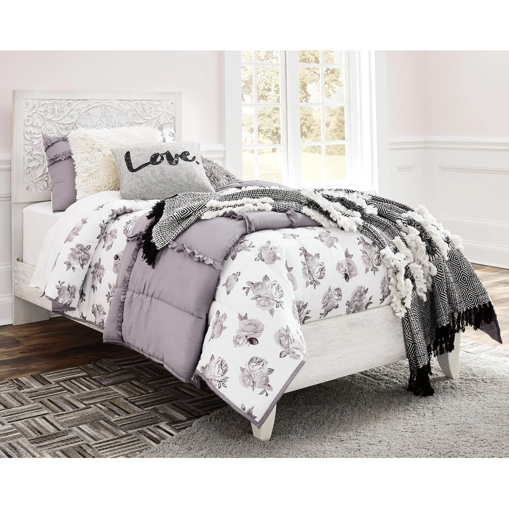Paxberry Twin Bed - Whitewash - Image 10