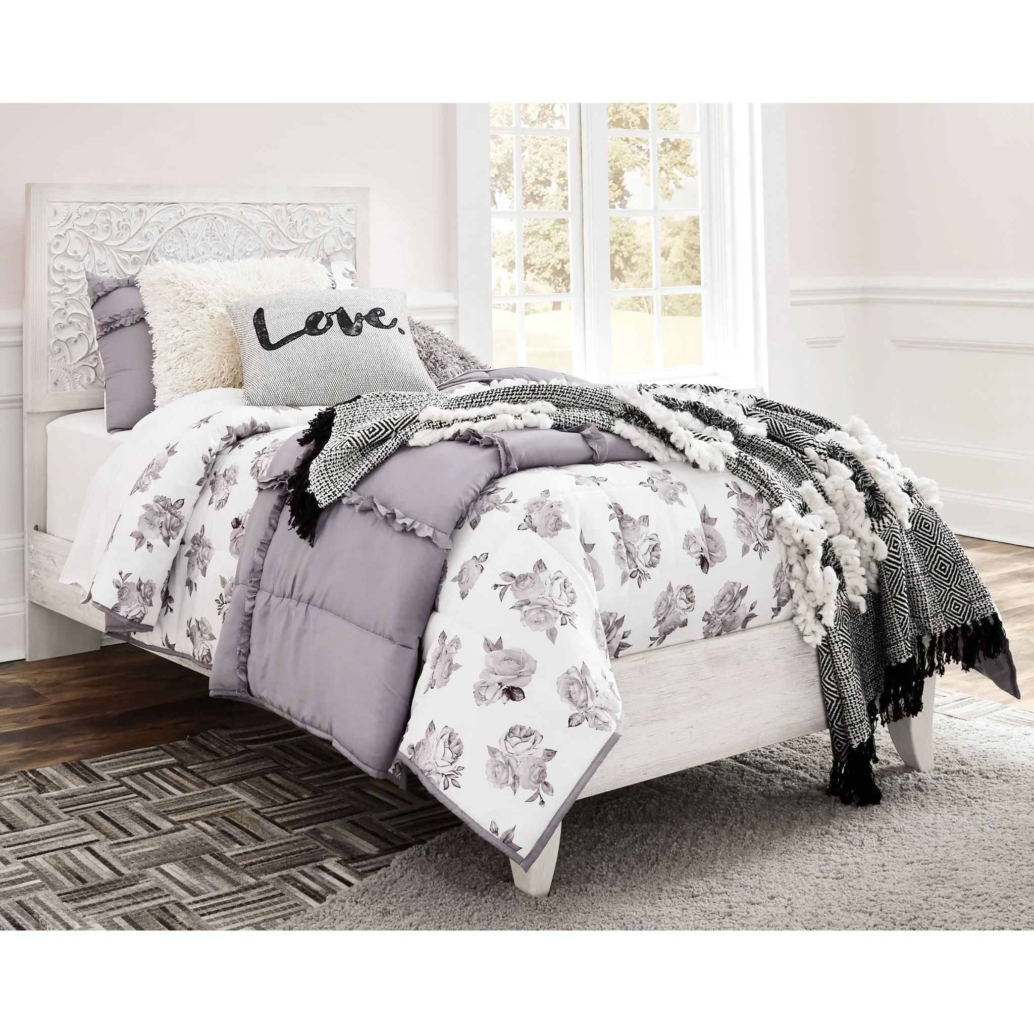 Paxberry Twin Bed - Whitewash - Image 2