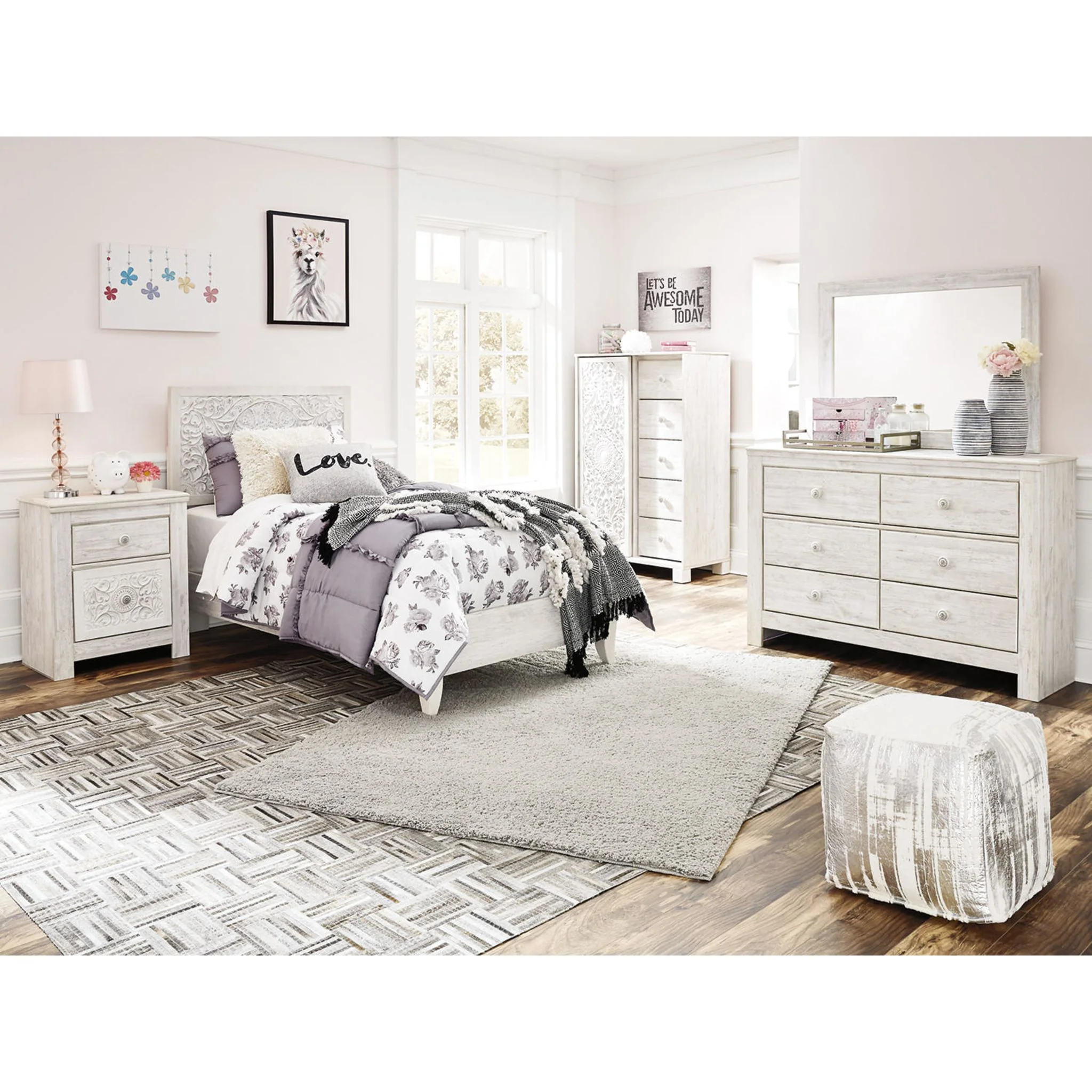 Paxberry Twin Bed - Whitewash - Image 9