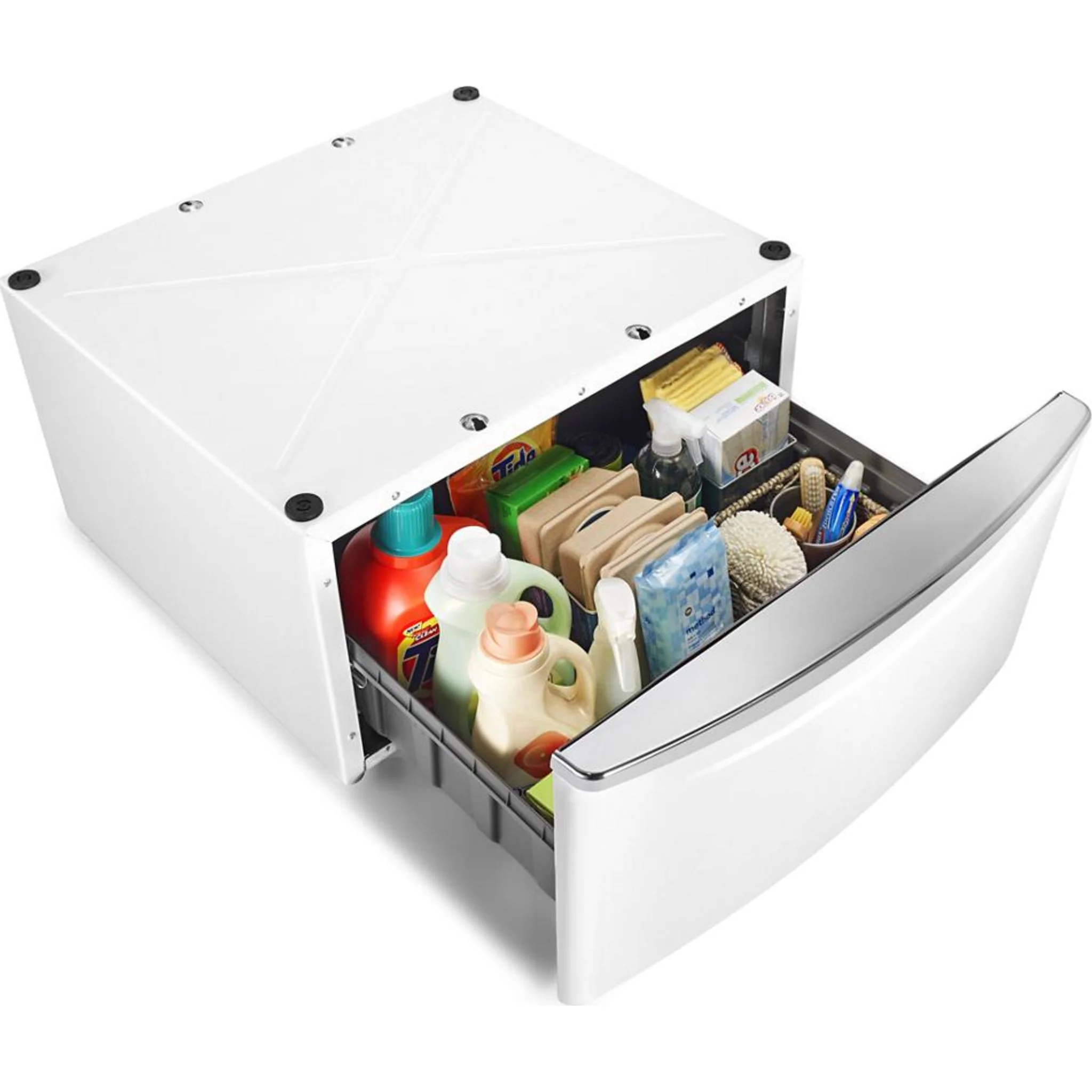 Whirlpool 15.5" (39.4 cm) Pedestal for Front Load Washer and Dryer with Storage -White with Chrome (XHPC155XW) - Image 106