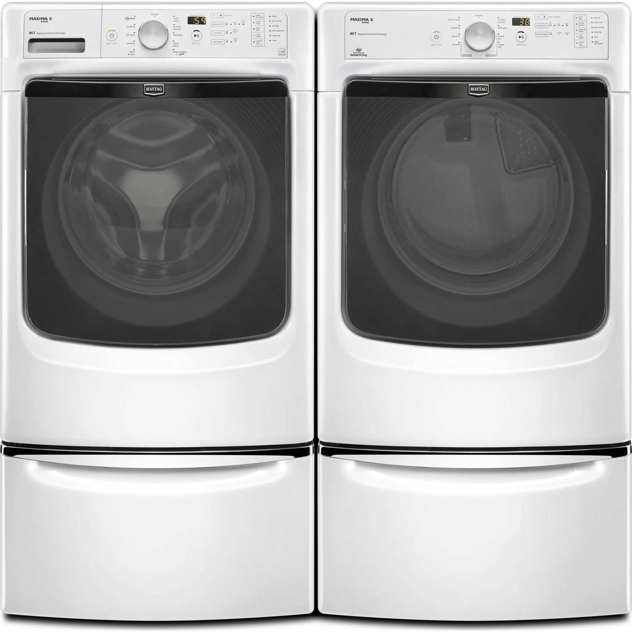 Whirlpool 15.5" (39.4 cm) Pedestal for Front Load Washer and Dryer with Storage -White with Chrome (XHPC155XW) - Image 110