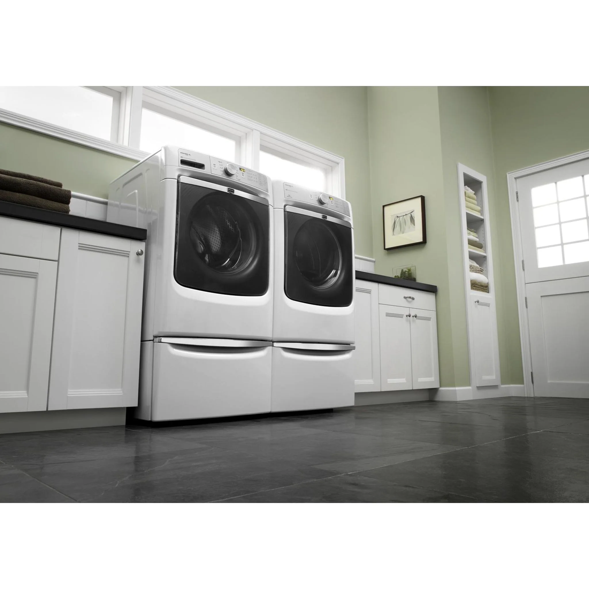 Whirlpool 15.5" (39.4 cm) Pedestal for Front Load Washer and Dryer with Storage -White with Chrome (XHPC155XW) - Image 131