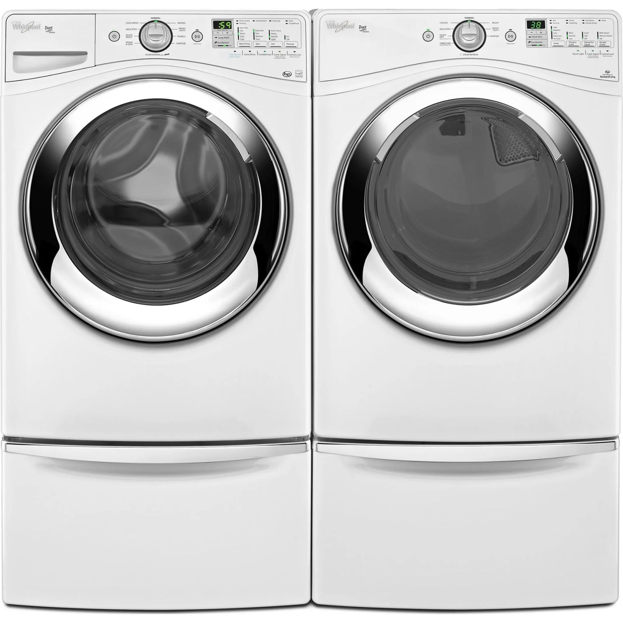 Whirlpool 15.5" (39.4 cm) Pedestal for Front Load Washer and Dryer with Storage -White with Chrome (XHPC155XW) - Image 146