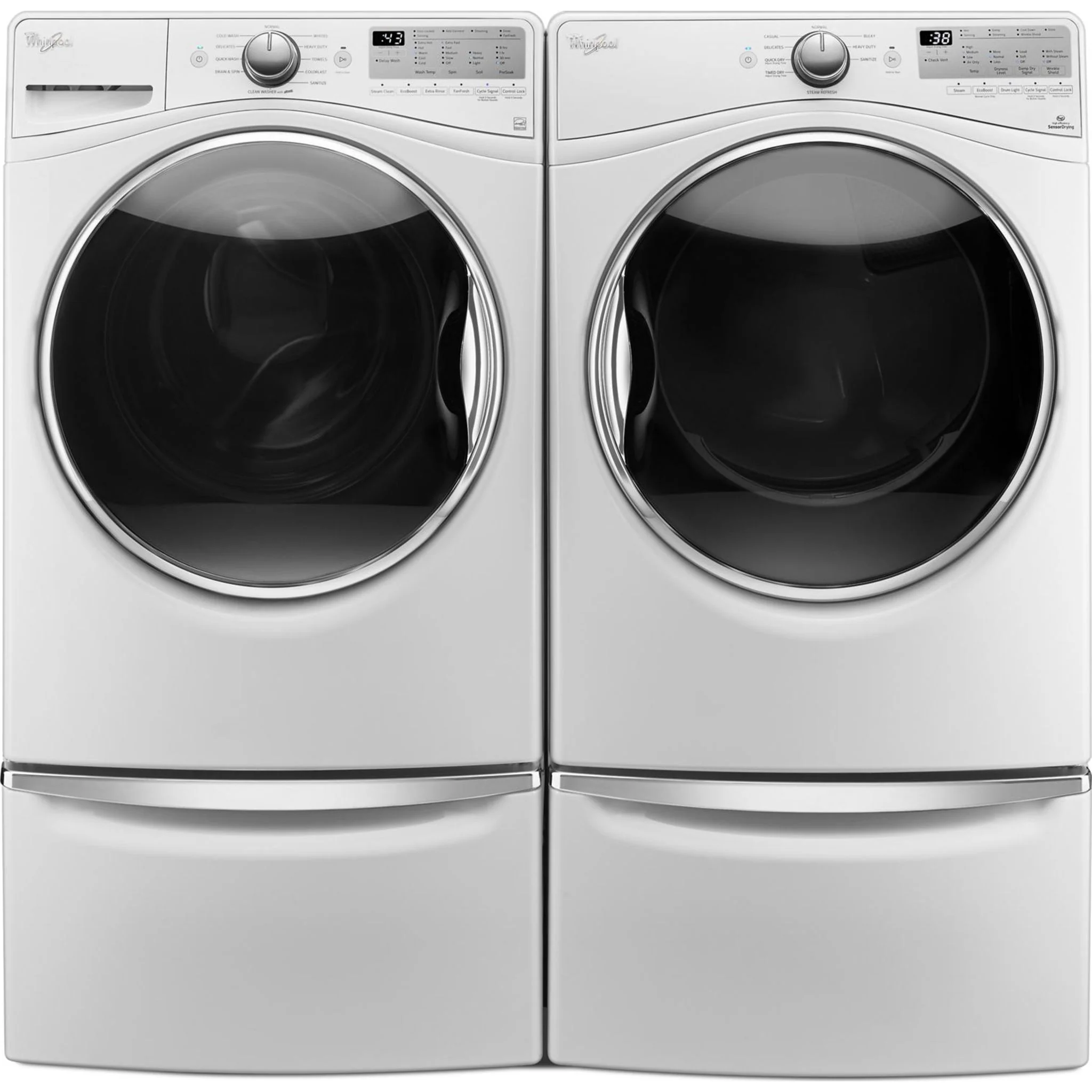 Whirlpool 15.5" (39.4 cm) Pedestal for Front Load Washer and Dryer with Storage -White with Chrome (XHPC155XW) - Image 152