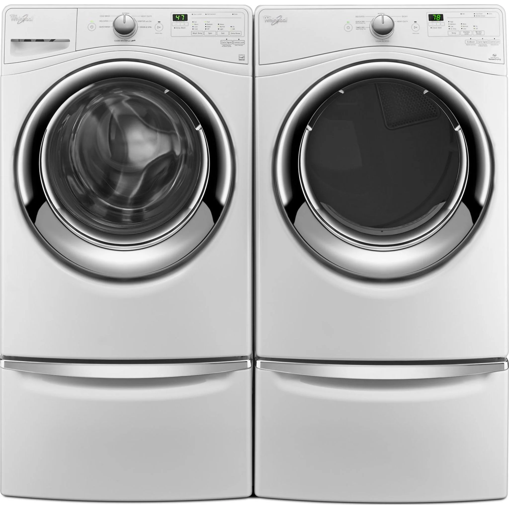 Whirlpool 15.5" (39.4 cm) Pedestal for Front Load Washer and Dryer with Storage -White with Chrome (XHPC155XW) - Image 76