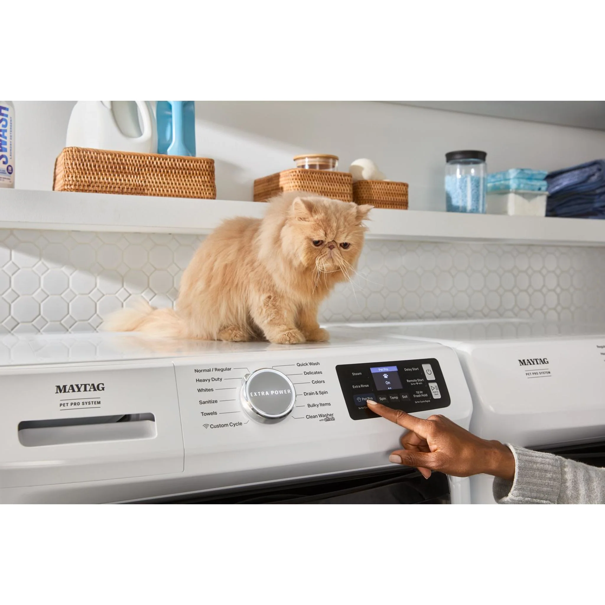 Whirlpool 15.5" (39.4 cm) Pedestal for Front Load Washer and Dryer with Storage -White with Chrome (XHPC155XW) - Image 88